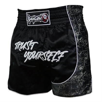 DragonDo MT3408 Trust Yourself Siyah Muay Thai Kick Boks Şortu