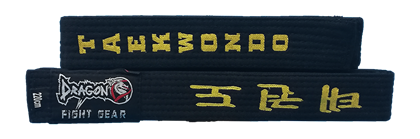 DragonDo Nakışlı Siyah Taekwondo Kuşak Master