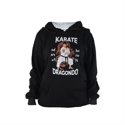 DragonDo TX28 Baskılı Karate Sweatshirt Siyah Hoodie Kapüşonlu Sweatshirt