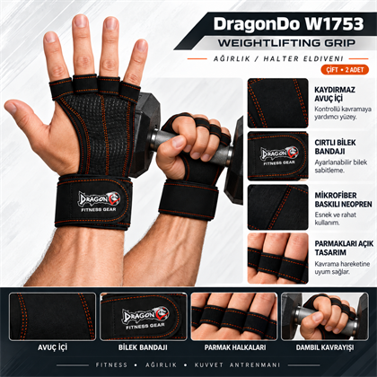 DragonDo W1753 Weightlifting Grip – Ağırlık Eldiveni / Halter Eldiveni