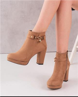 Zincir Toka Detaylı Platform Topuklu Bot