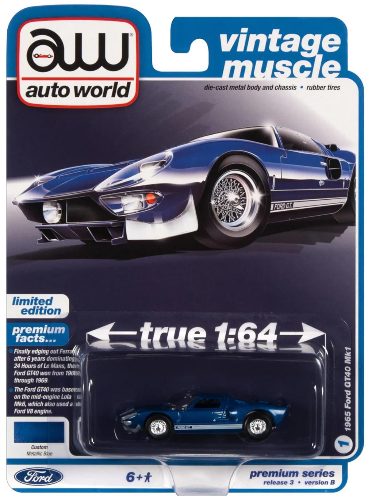 Auto World 1965 Ford GT40 Mk1 Metallic Blue
