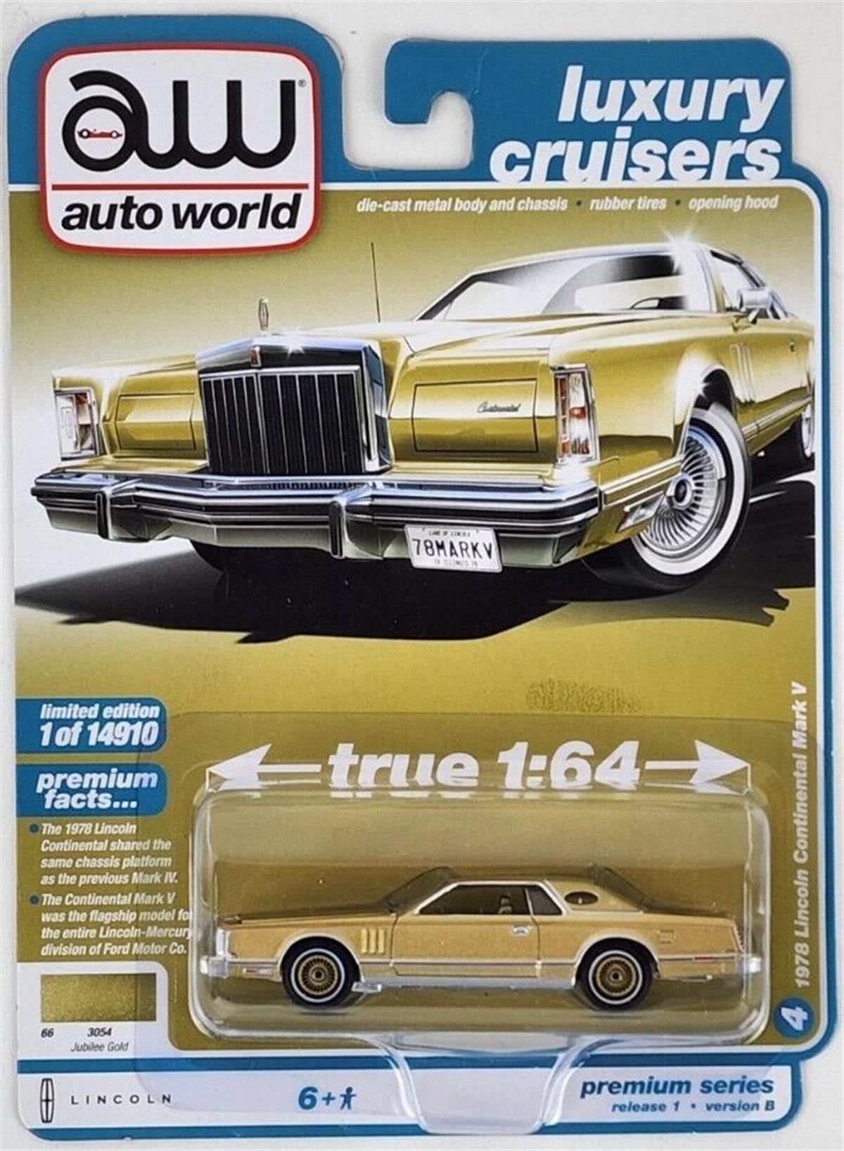 Auto World 1978 Lincoln Continental Mark V Jubilee Gold