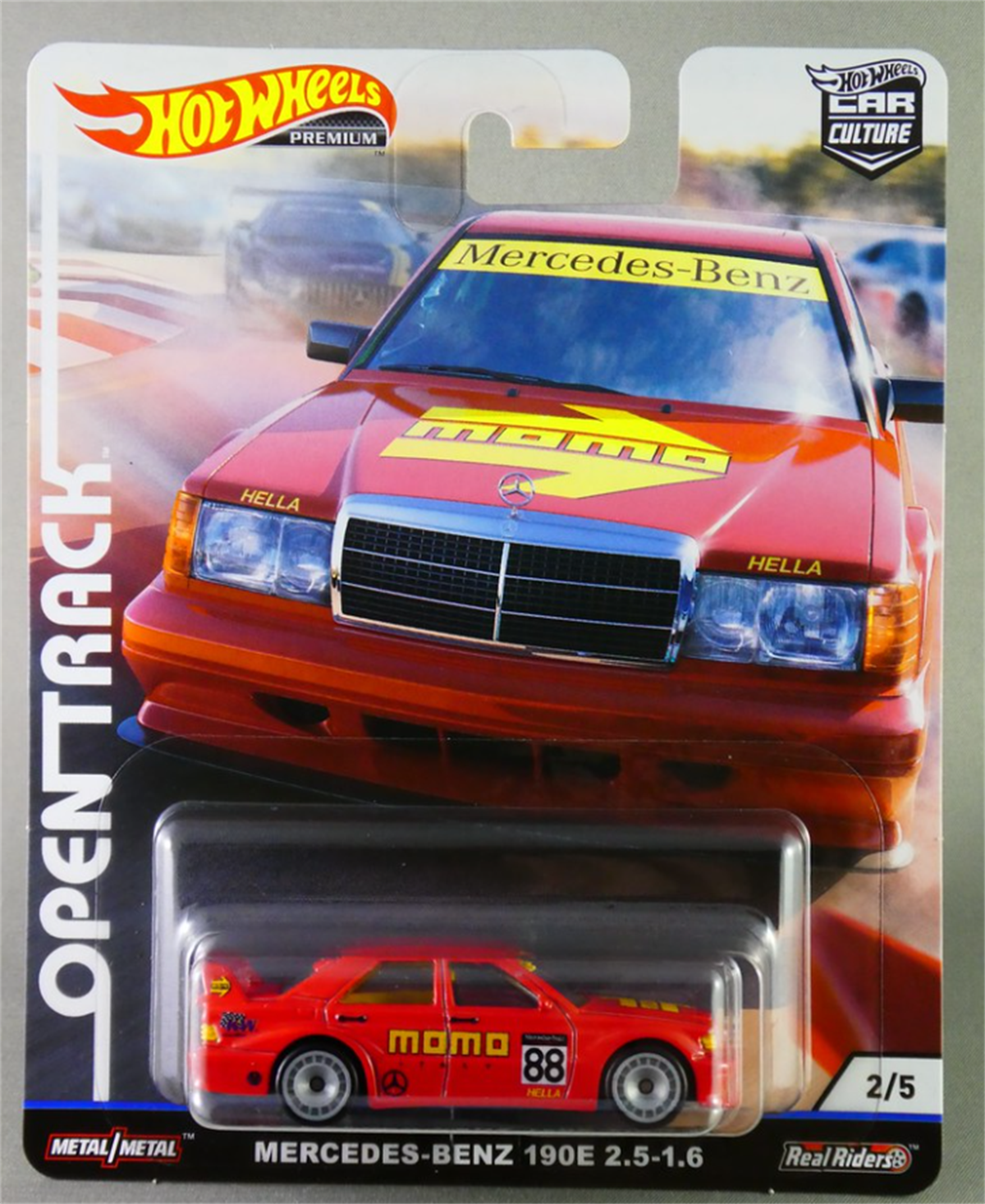 Hot Wheels Premium MOMO Mercedes Benz Open Track Red 190E 2.5-1.6