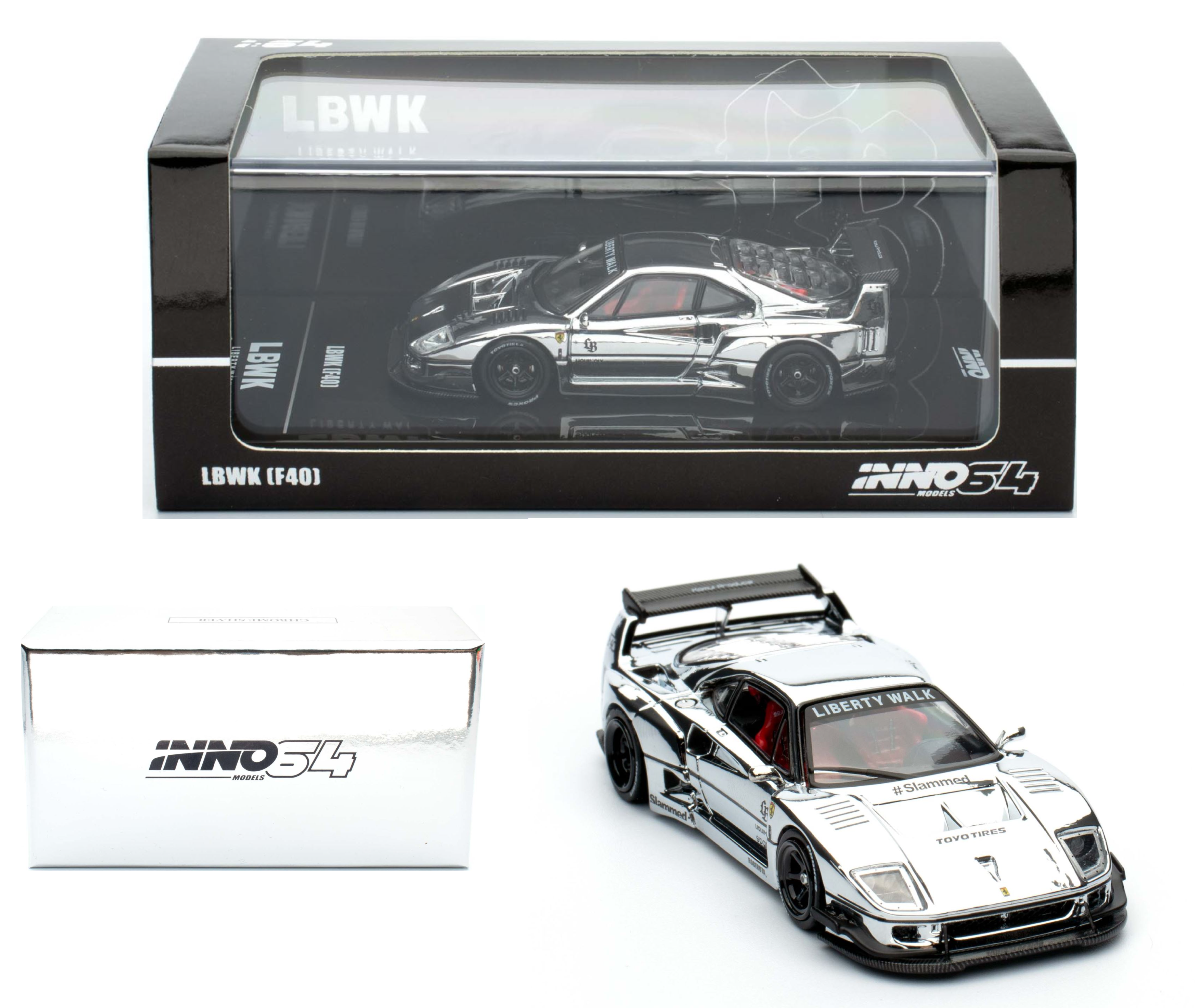 İNNO64 Ferrari F40 LBWK Chrome Silver