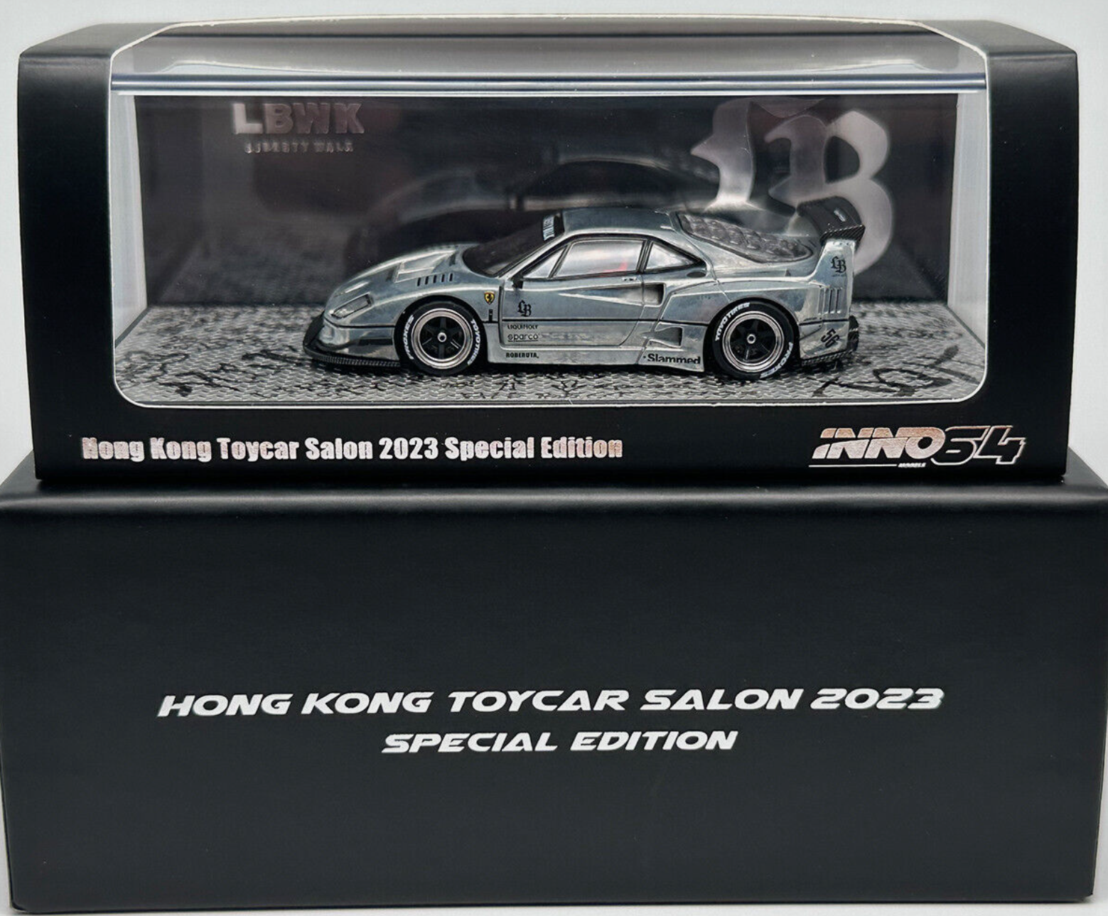 İNNO64 Ferrari F40 LBWK Matte Black Hong Kong Toycar Salon 2023 Special Edition CHASE