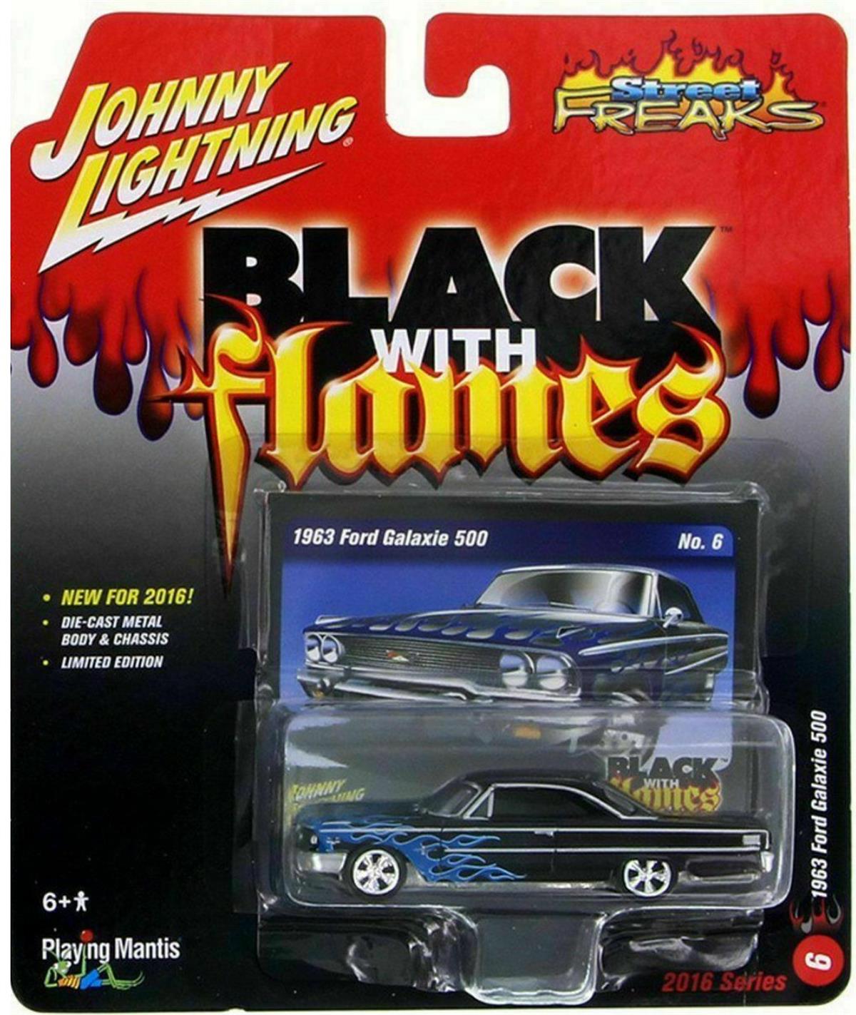 Johnny Lightning 1963 Ford Galaxie 500 Black With Flames