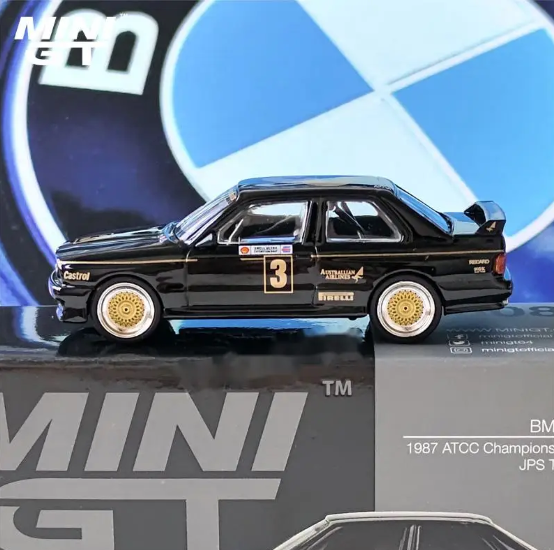 Mini GT Bmw M3 #3 1987 ATCC Championship Winner JPS Team Bmw Australia Exclusive
