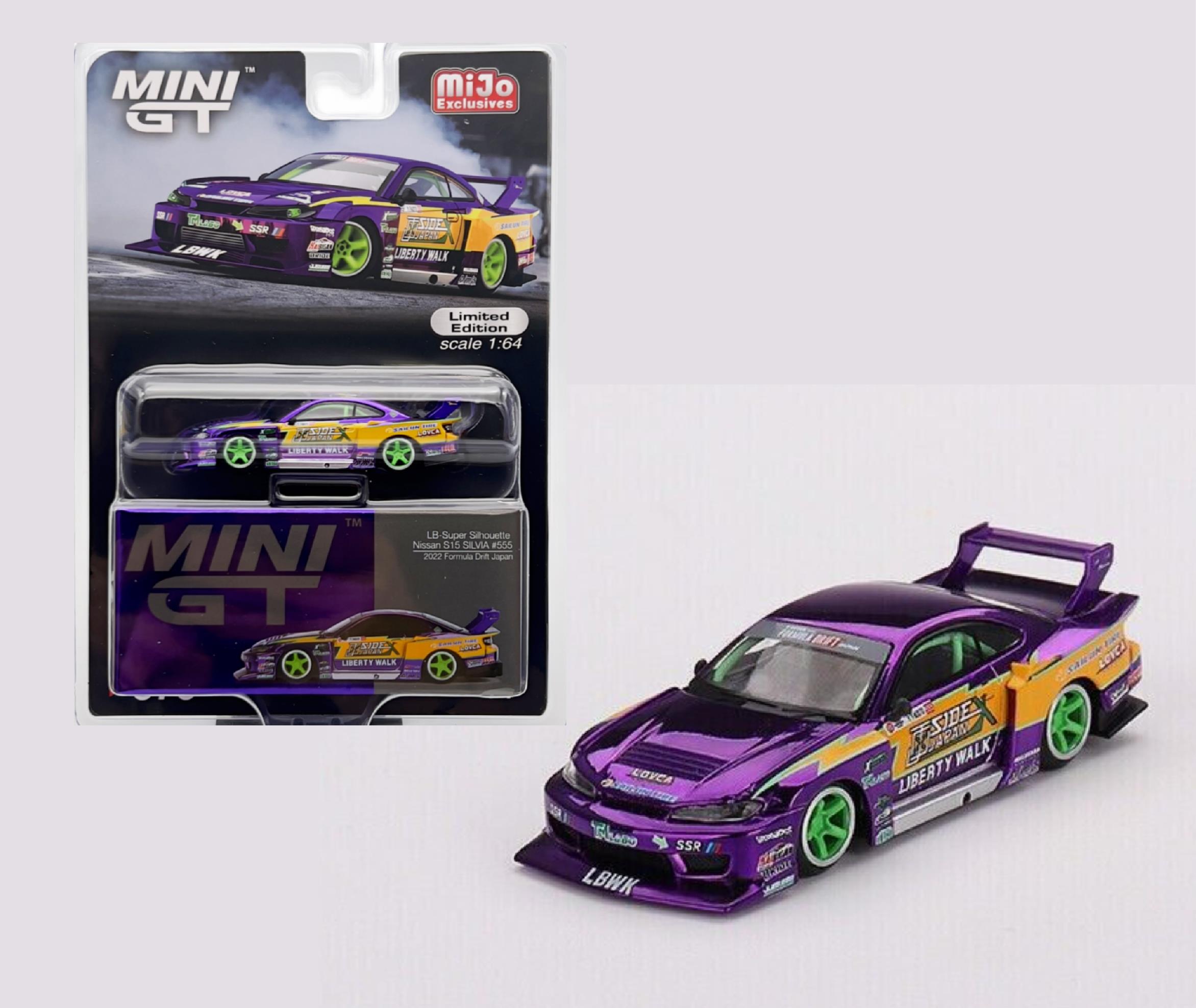 Mini GT Mijo LB-Silhouette Nissan S15 Silvia #555 2022 Formula Drift Japan rhg