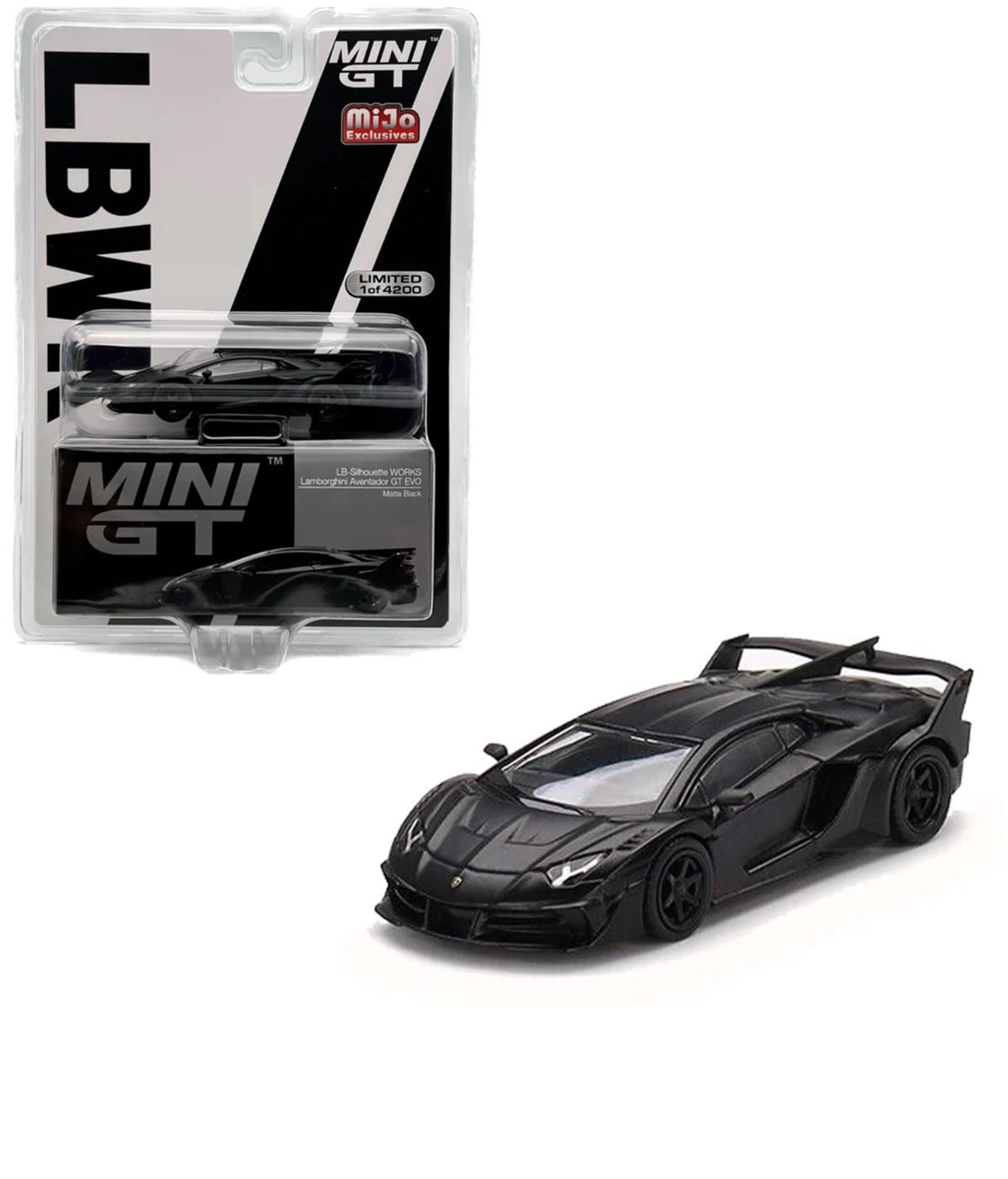 Mini GT Mijo LB-Silhouette Works Lamborghini Aventador GT Evo Matte Black LHD