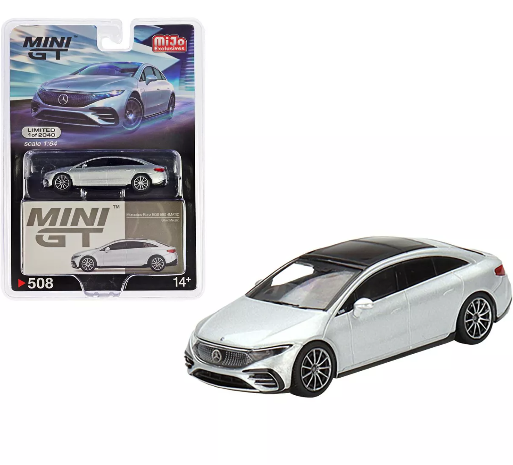 Mini GT Mijo Mercedes Benz EQS 580 4Matic Silver Metallic lhd
