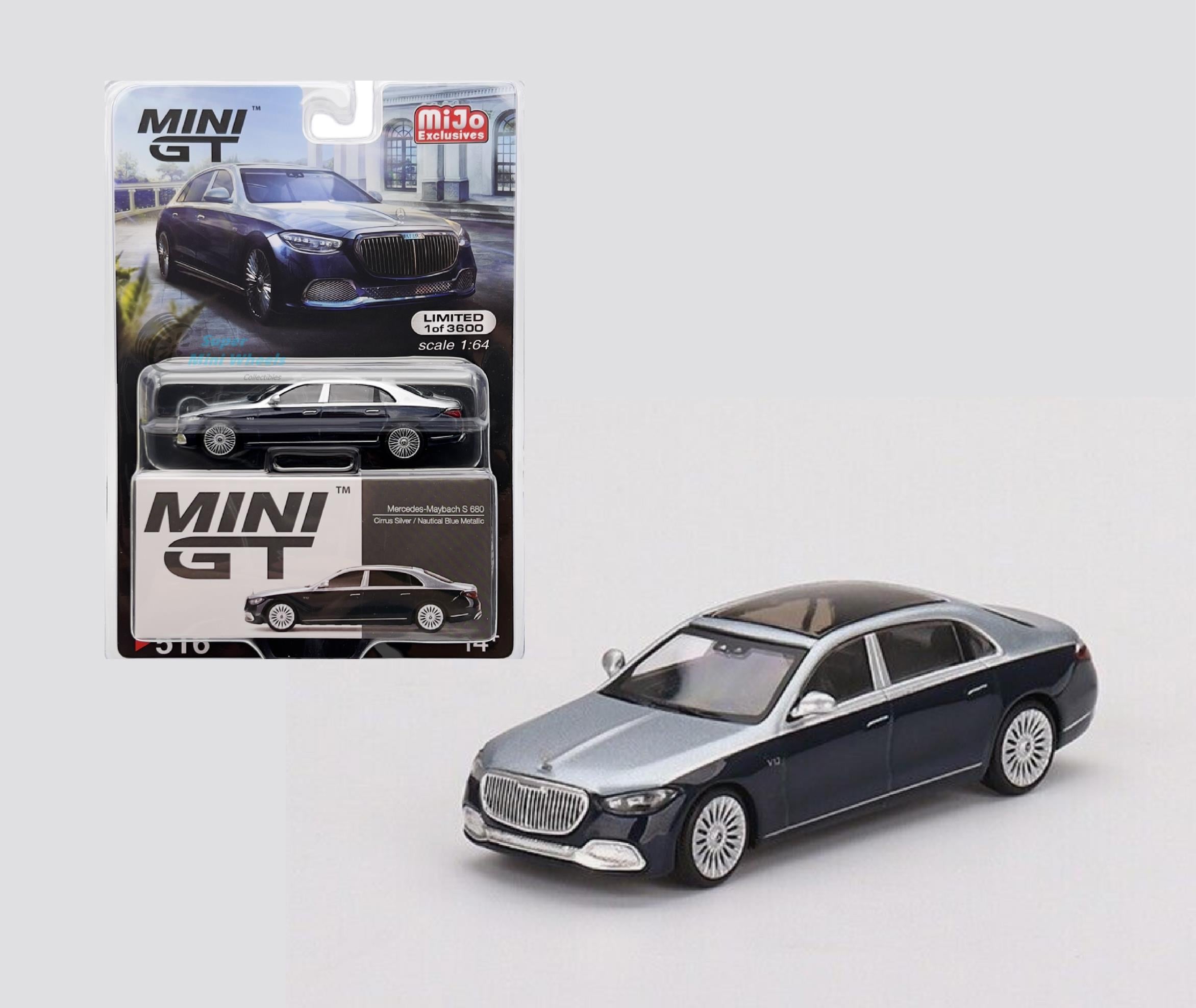 Mini GT Mijo Mercedes Maybach S 680 cirrus Silver nautical blue metallic lhd