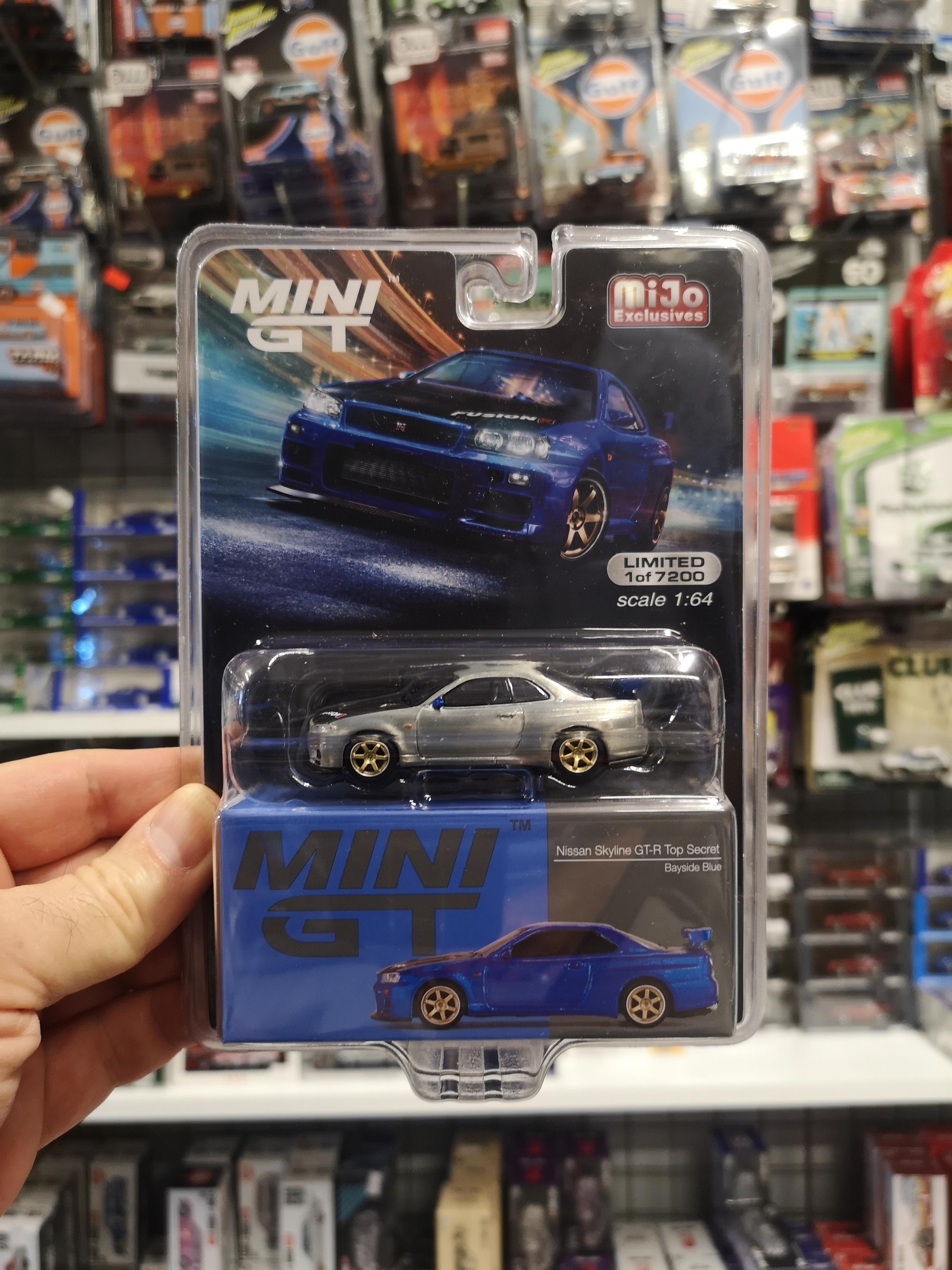 Mini GT Mijo Nissan Skyline GT-R R34 Top Secret Bayside Blue Rhd