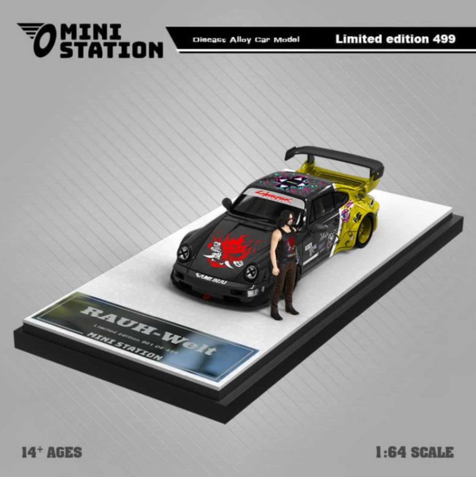 Mini Station Porsche RWB Cyberpunk Samurai Limited Edition Figürlü