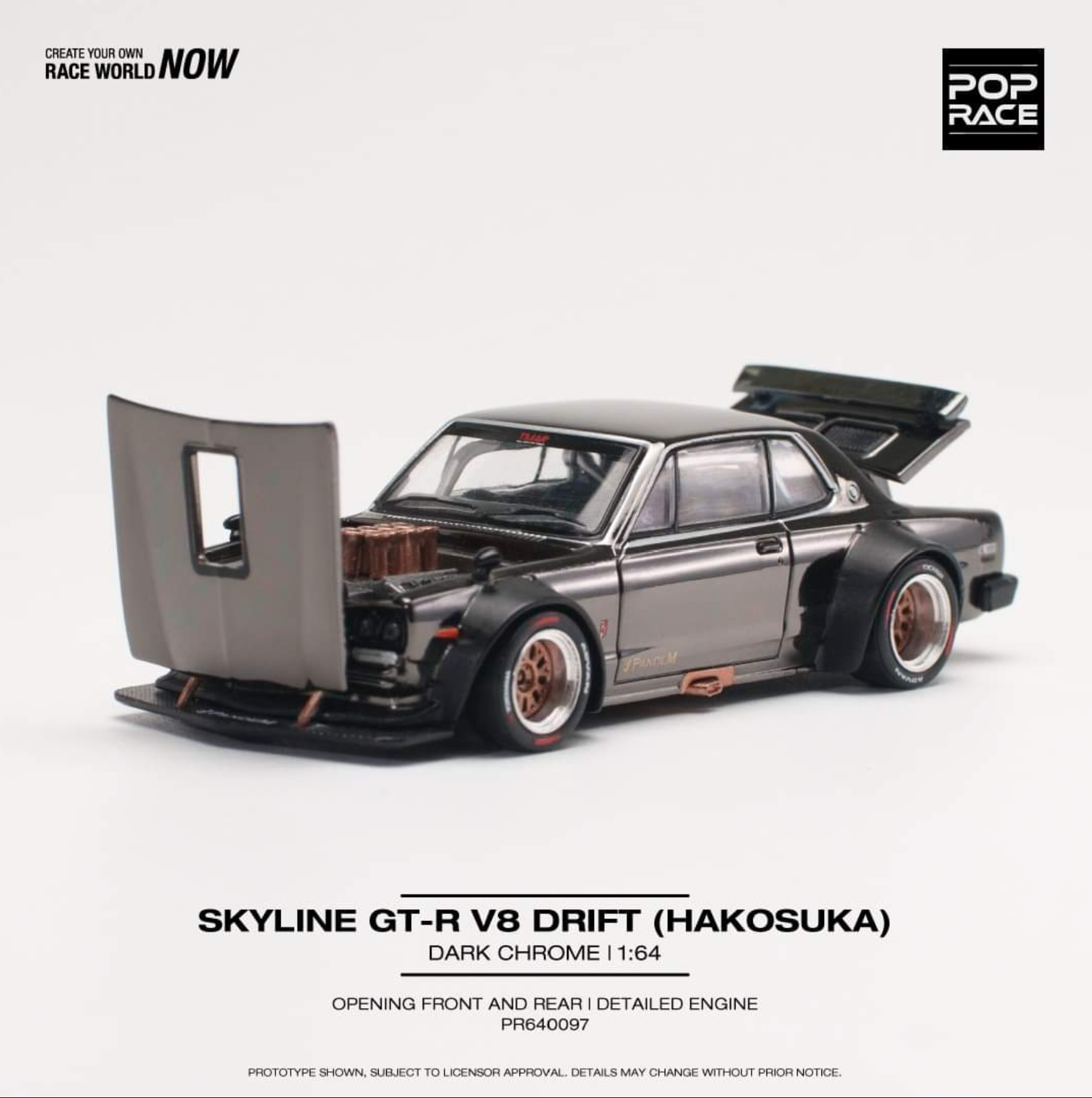 Pop Race Skyline GT-R V8 Drift Hakosuka Dark Chrome