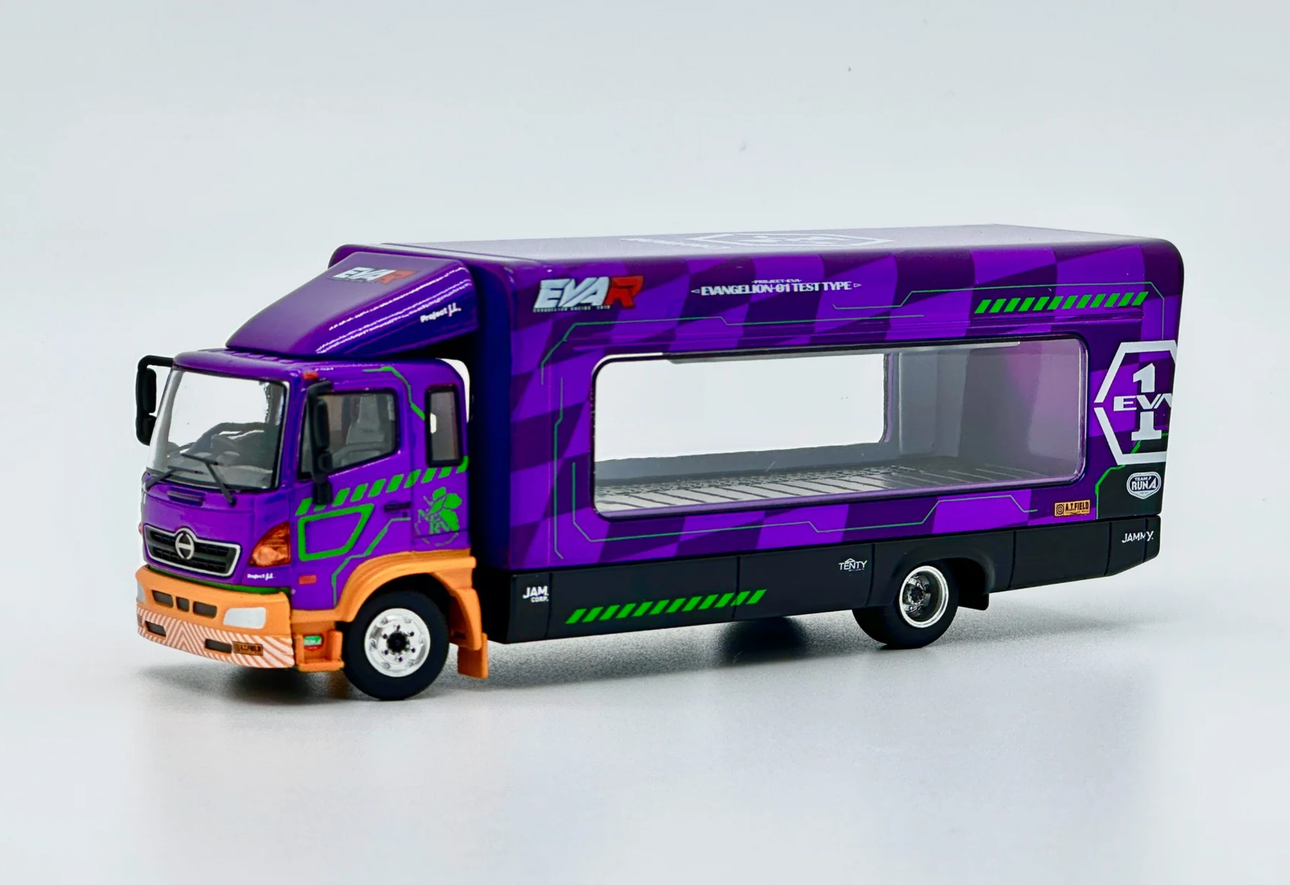 Tiny x Unique Model Hino Racing Truck Eva Racing Transporter Eva-01