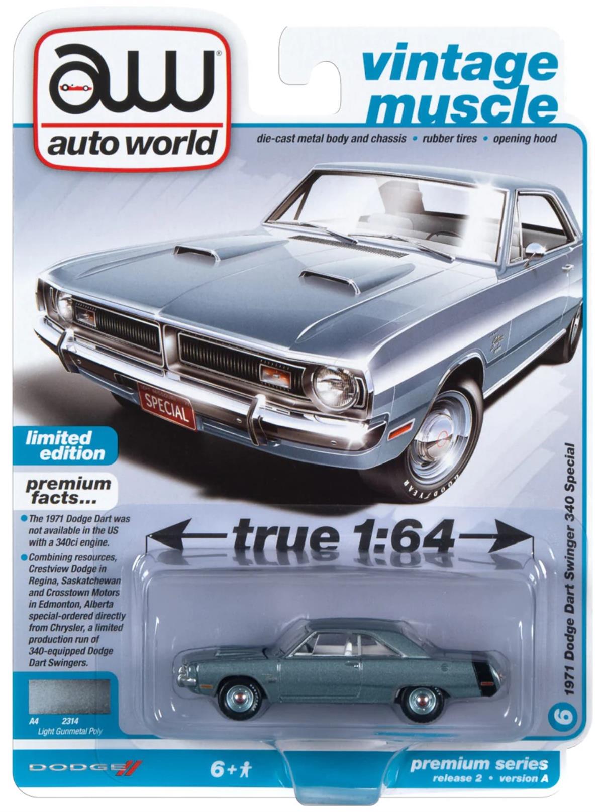 Auto World 1971 Dodge Dart Swinger 340 Special Light Gunmetal Poly