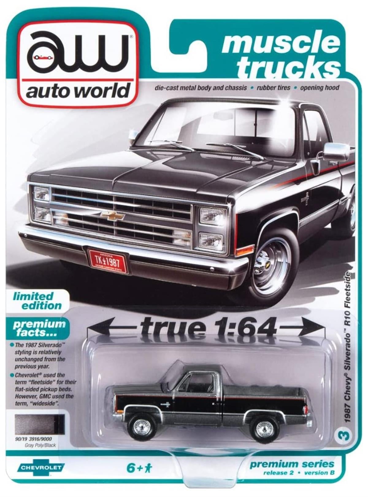 Auto World 1987 Chevrolet Silverado R10 Fleetside Gray Poly Black