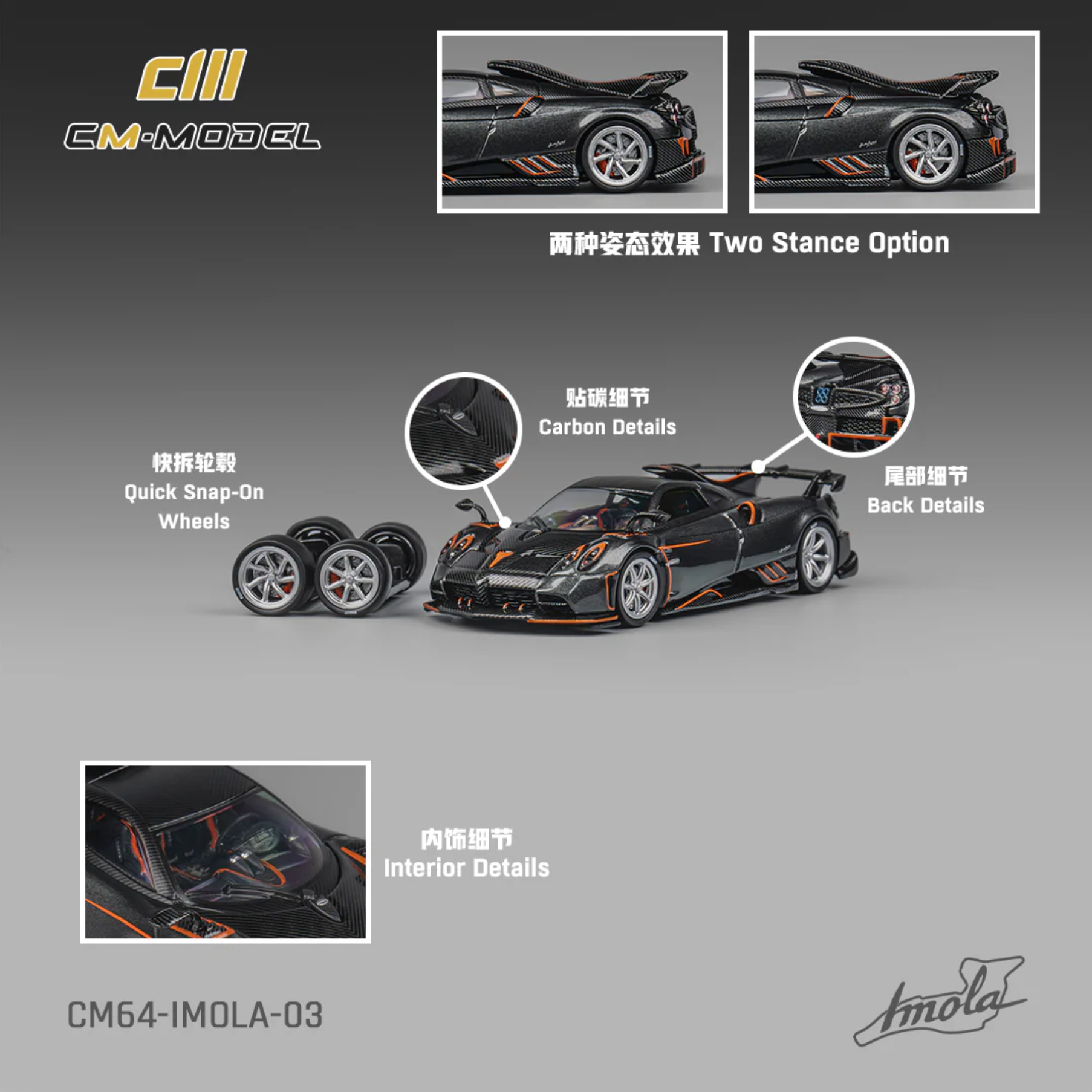 CM Model Pagani imola dark with stripes