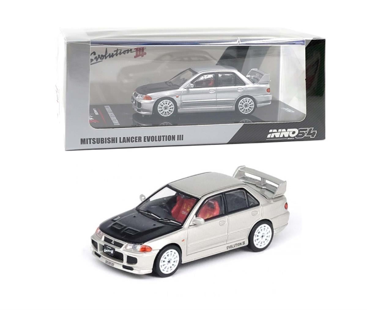 İNNO64 Mitsubishi Lancer Evolution III Silver With Carbon Bonnet