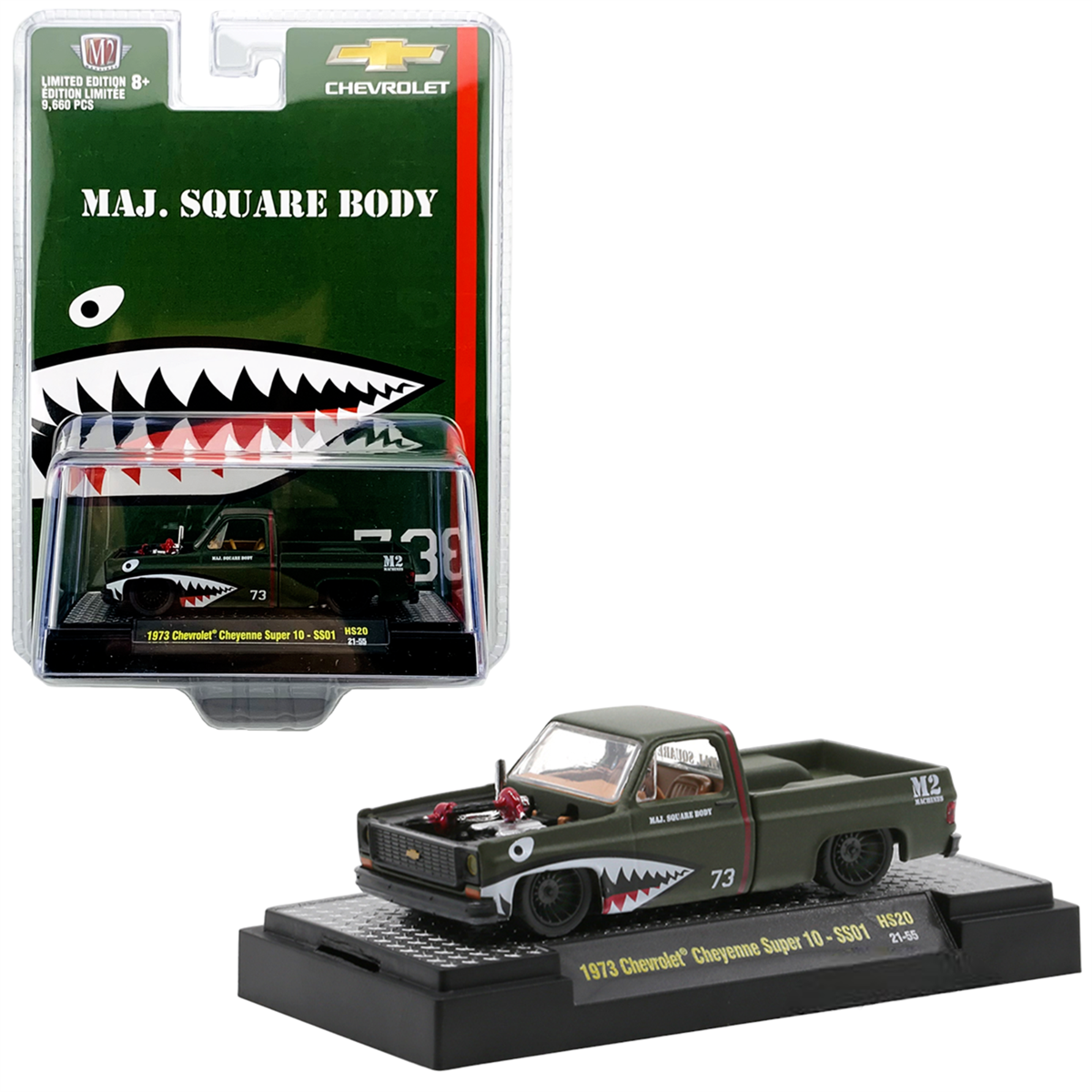 M2 Machines 1973 Chevrolet Cheyenne Super 10 SS01 Green Sharky