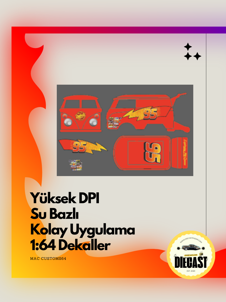 Mac Su Bazlı Dekal McQUEEN VW