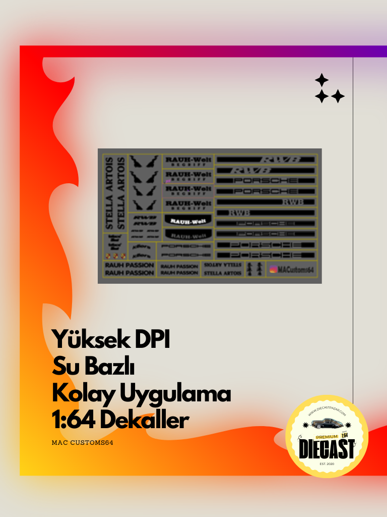 Mac Su Bazlı Dekal RWB SİYAH