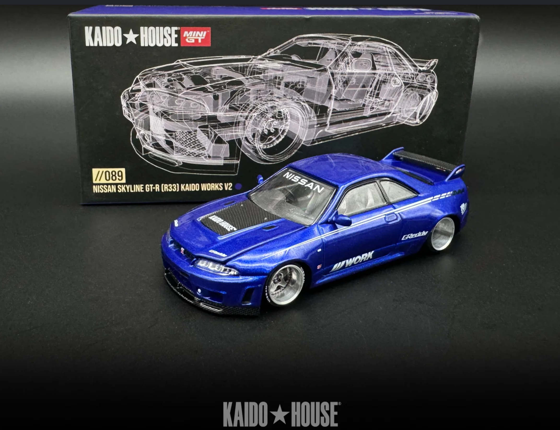 MINIGT 街道ハウス GT-R (R33) Kaido Works V2 KAIDO☆HOUSE x MINI GT 1/64 Nissan スカイライン GT-R R33