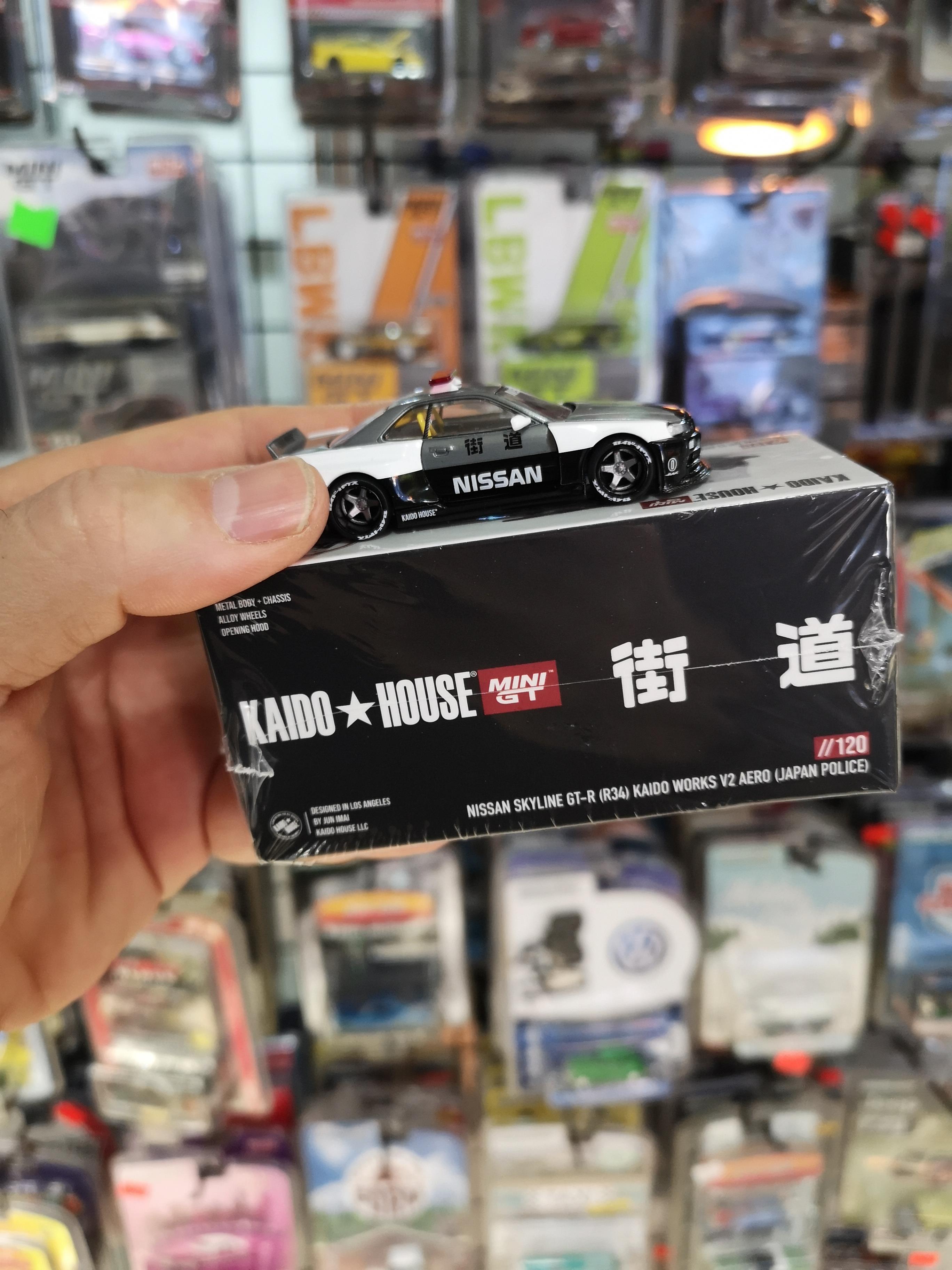 Mini GT Kaido House Nissan Skyline GT-R R34 Kaido Works V2 Aero Police CHASE