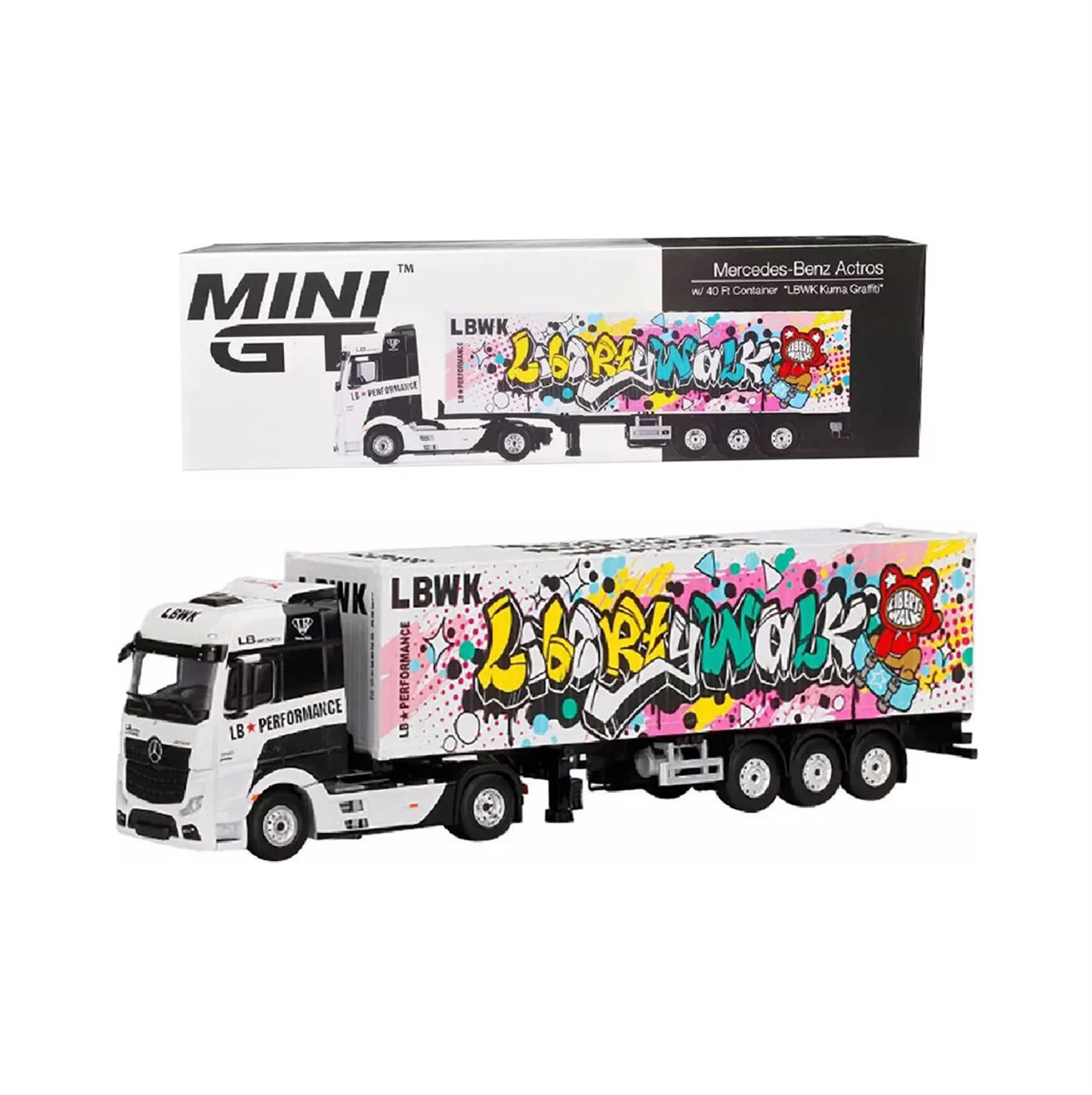 Mini GT Mercedes-Benz Actros w/ 40 ft Container 