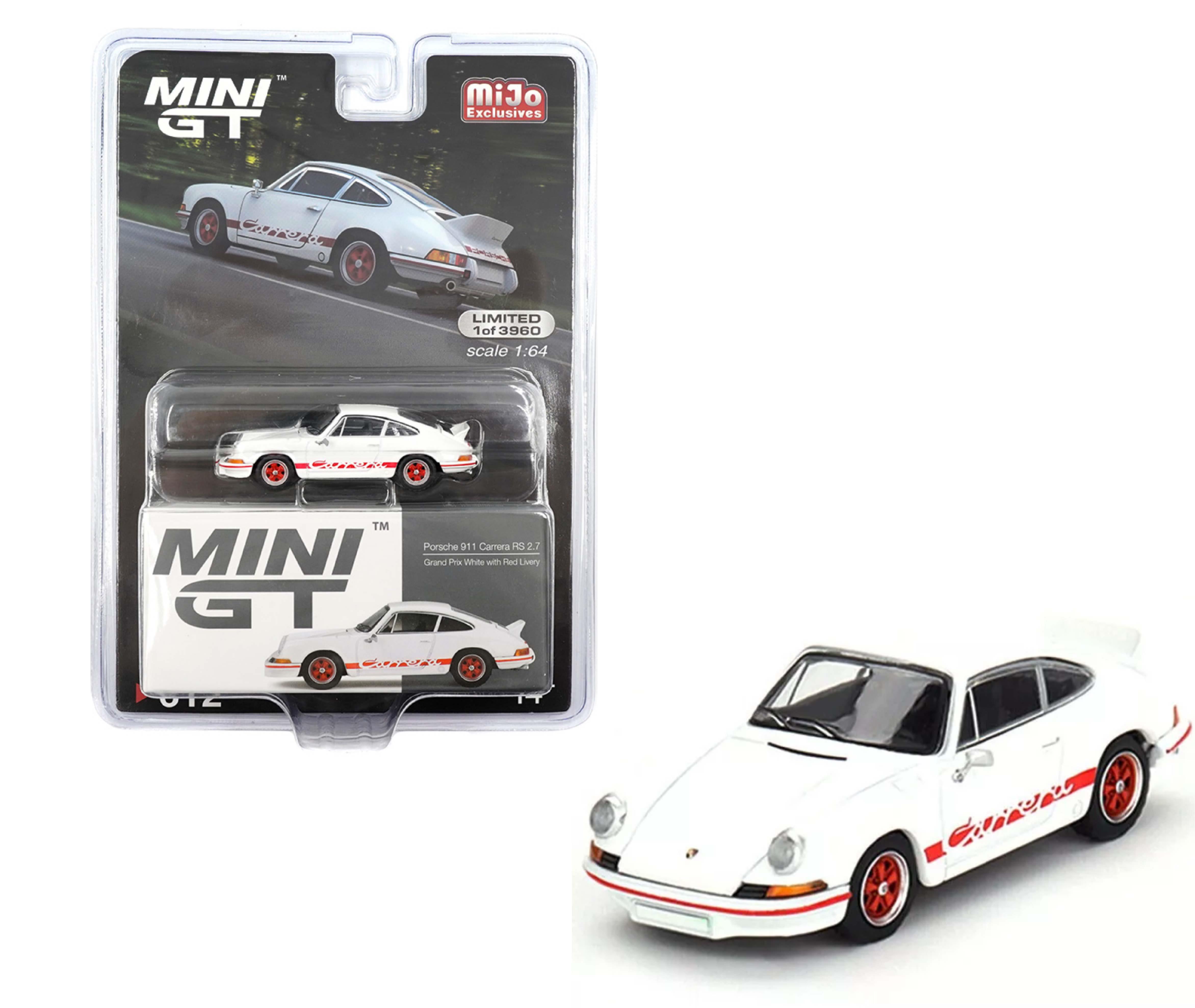 Mini GT Mijo Porsche 911 Carrera RS 2.7 Grand Prix White with Red Livery lhd
