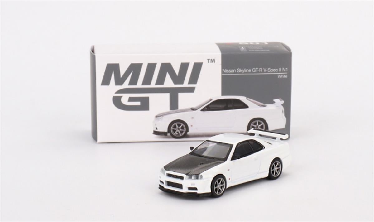 1/43 (R32)White/1/43Mine's(R34) Black 2台 mini-gt-nissan-skyline-gt-r-