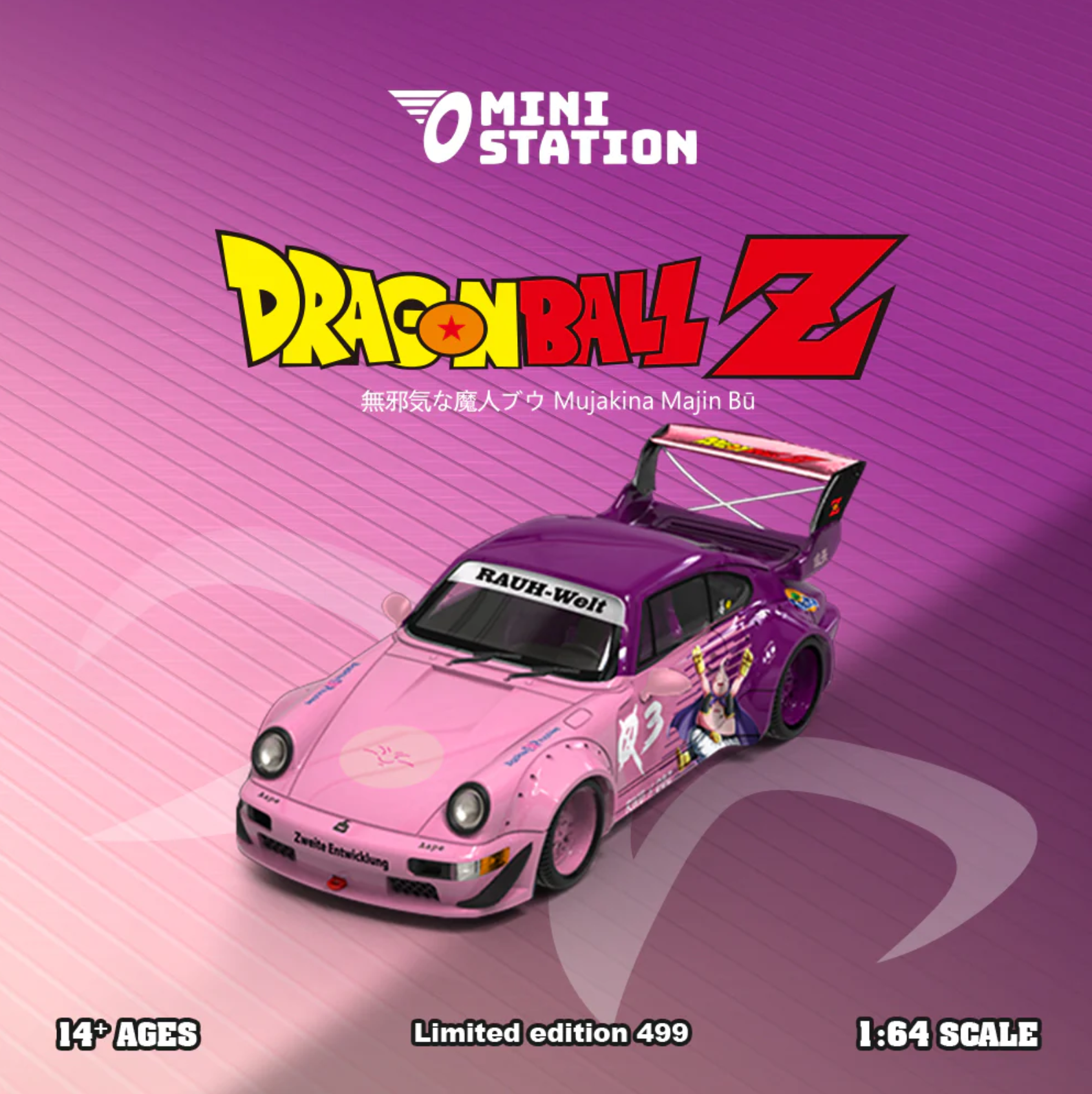 Mini Station Porsche RWB 964 Majin Buu Nor. Dragon Ball Z pink