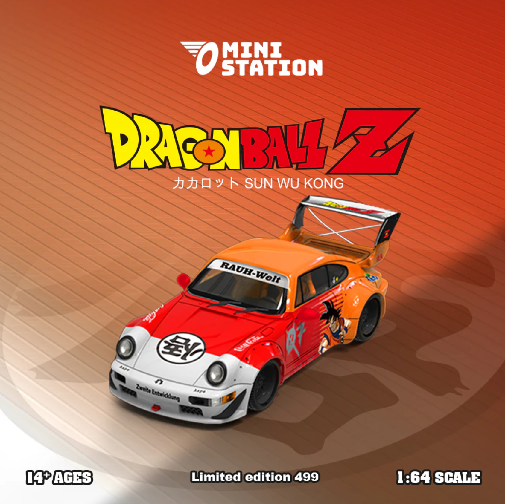 Mini Station Porsche RWB 964 Sun Wukong Nor. Dragon Ball Z orange