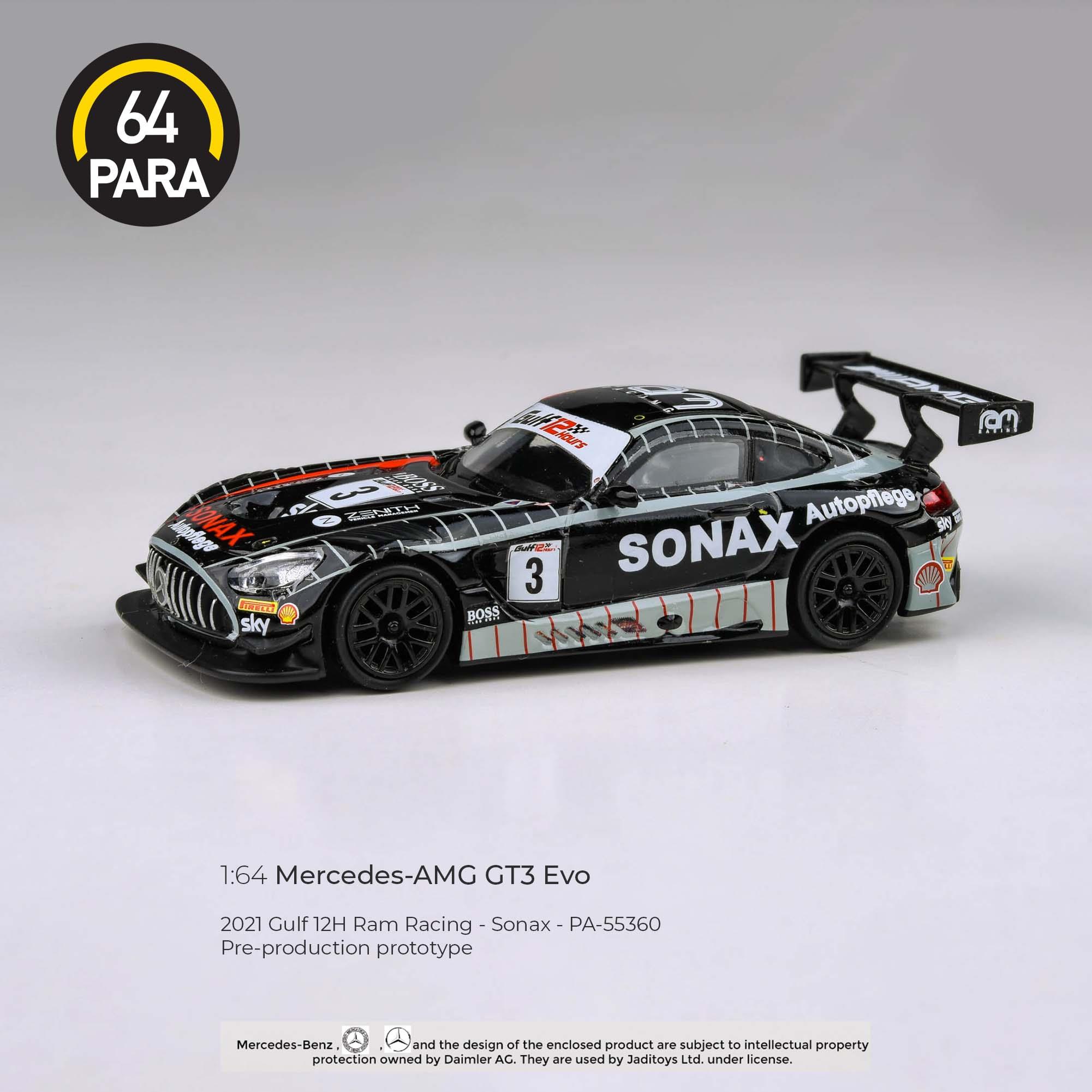 Para64 Mercedes AMG GT3 Evo 2021 Gulf 12hr Ram Racing Sonax Livery
