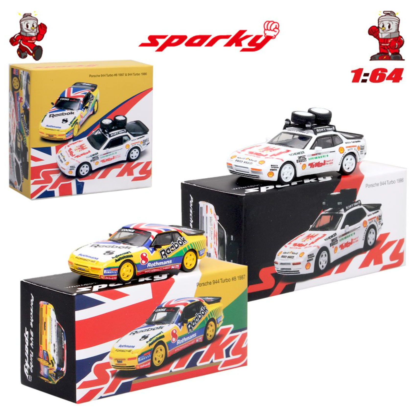Sparky Posche 944 Turbo #8 1987 & 1986 2li Set