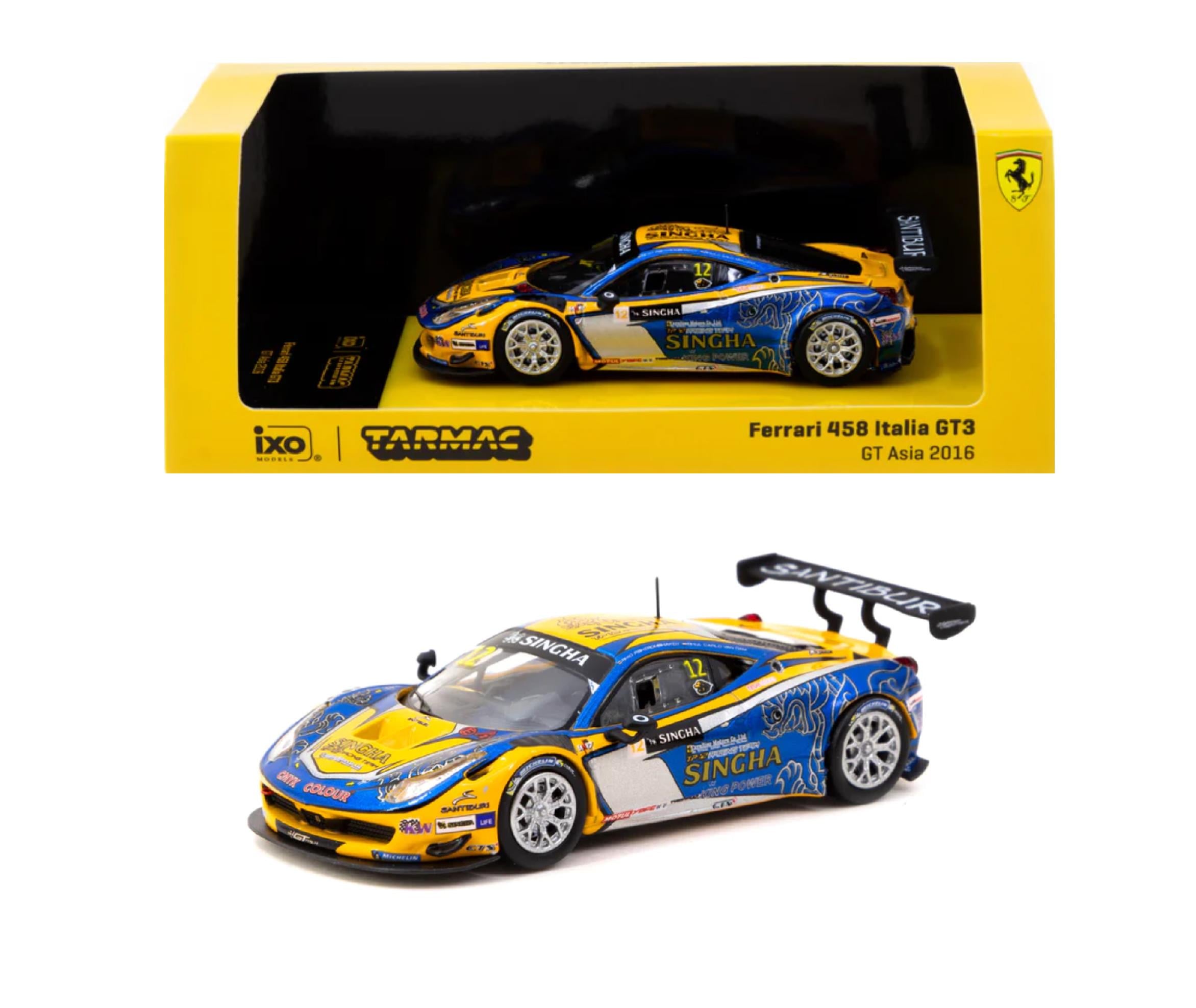 Tarmac Works Ferrari 458 italia GT3 GT Asia 2016 C. Van Dam P. Bhirombhakdi