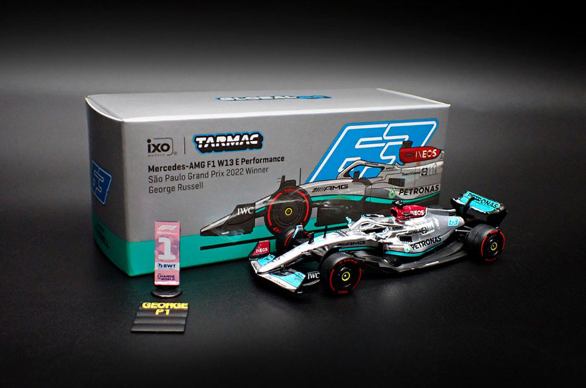 Tarmac Works Mercedes AMG F1 W13 E Performance Sao Paulo grand Prix 2022 Winner Geroge Russell