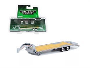 Greenlight 1:64 Gooseneck Trailer - Primer Gray with Red and White Conspicuity Stripes