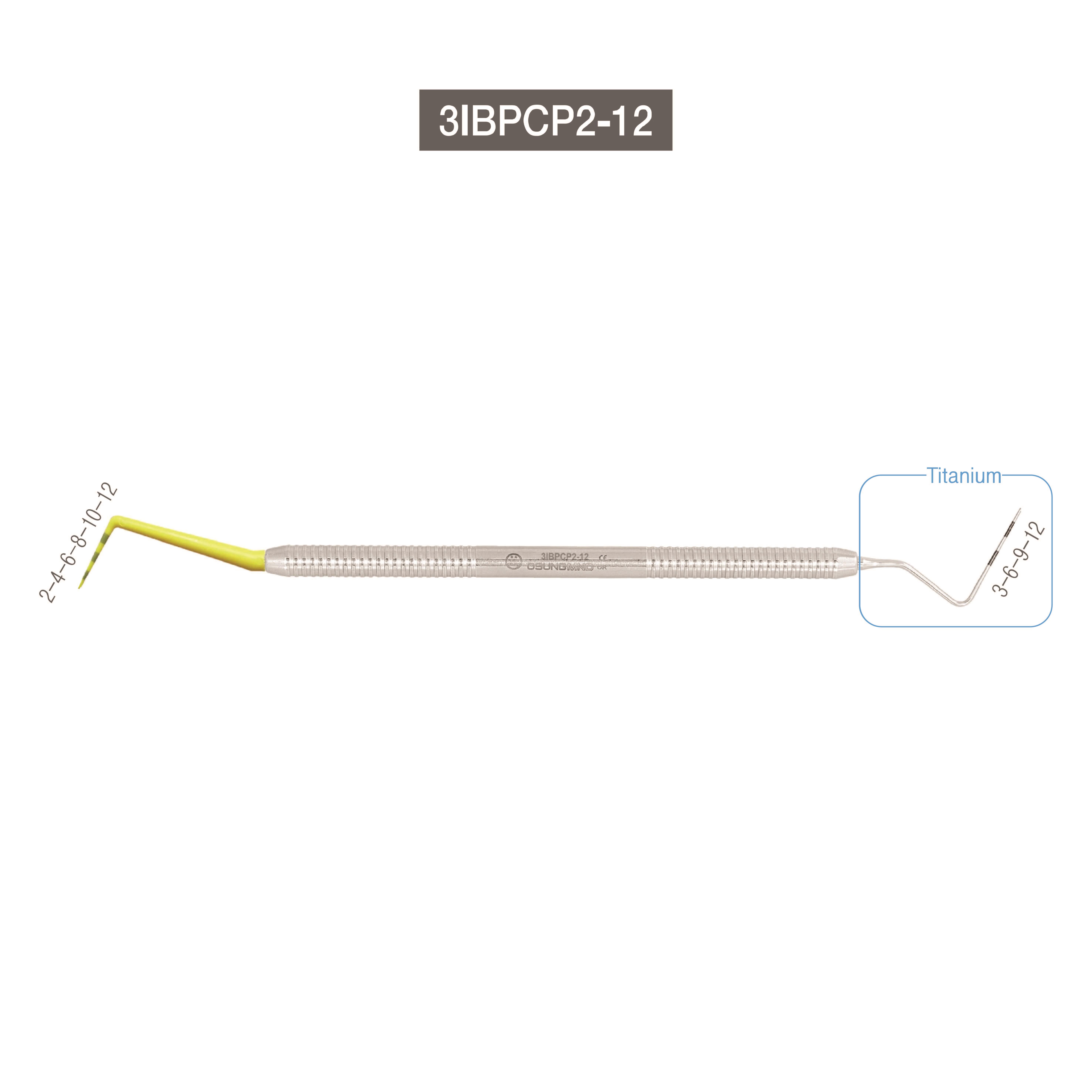 ASİDENTOSUNG3IBPCP2-123IBPCP2-12 PERİODONTAL SOND METAL SAP ÇİFT UÇ TEK TARAF PLASTİK SARI UÇ