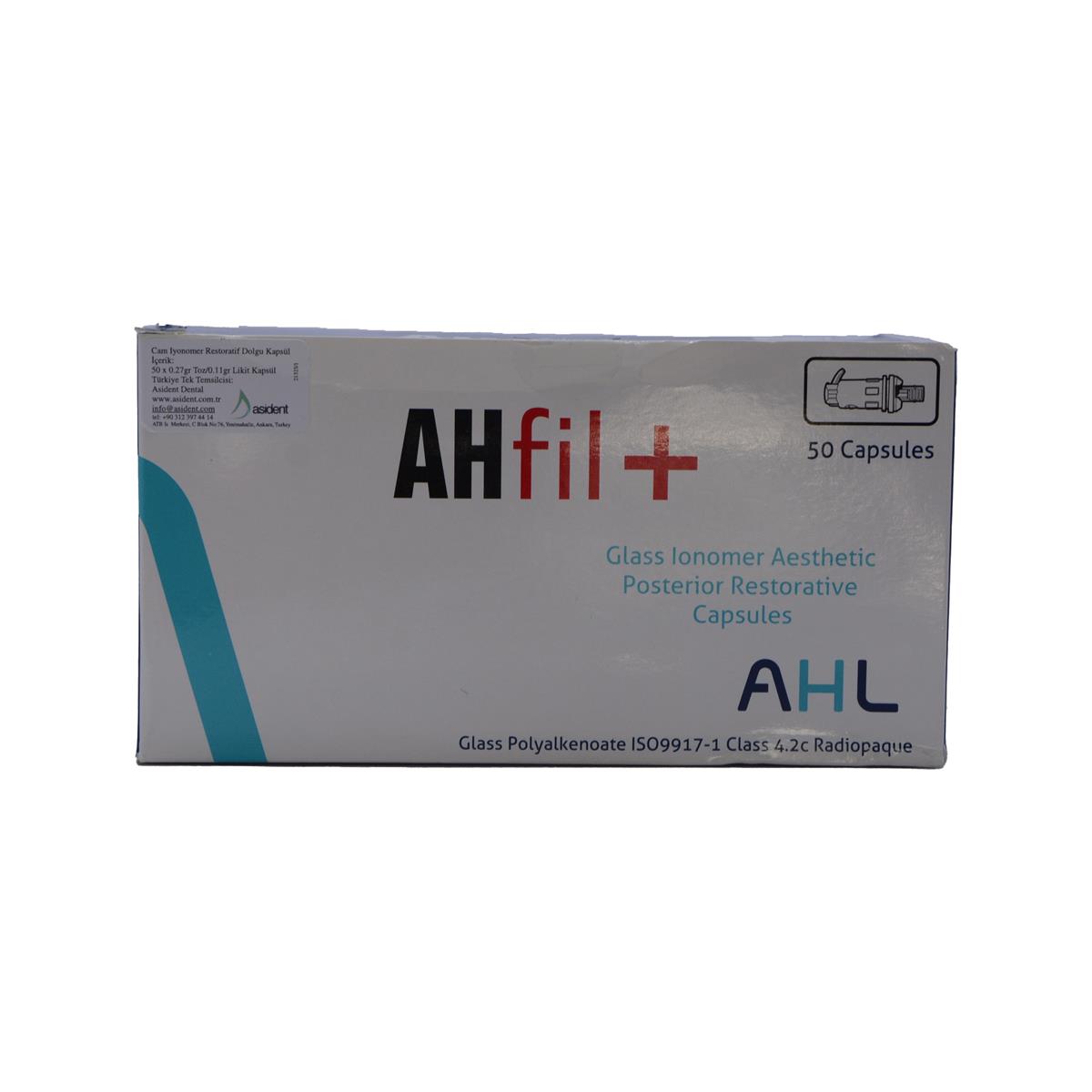 ASİDENTAHLAH0150AHFİL + CAM İYONOMER KAPSÜL POSTERIOR DOLGU SİMAN REZİN A2 50x0,25 GR