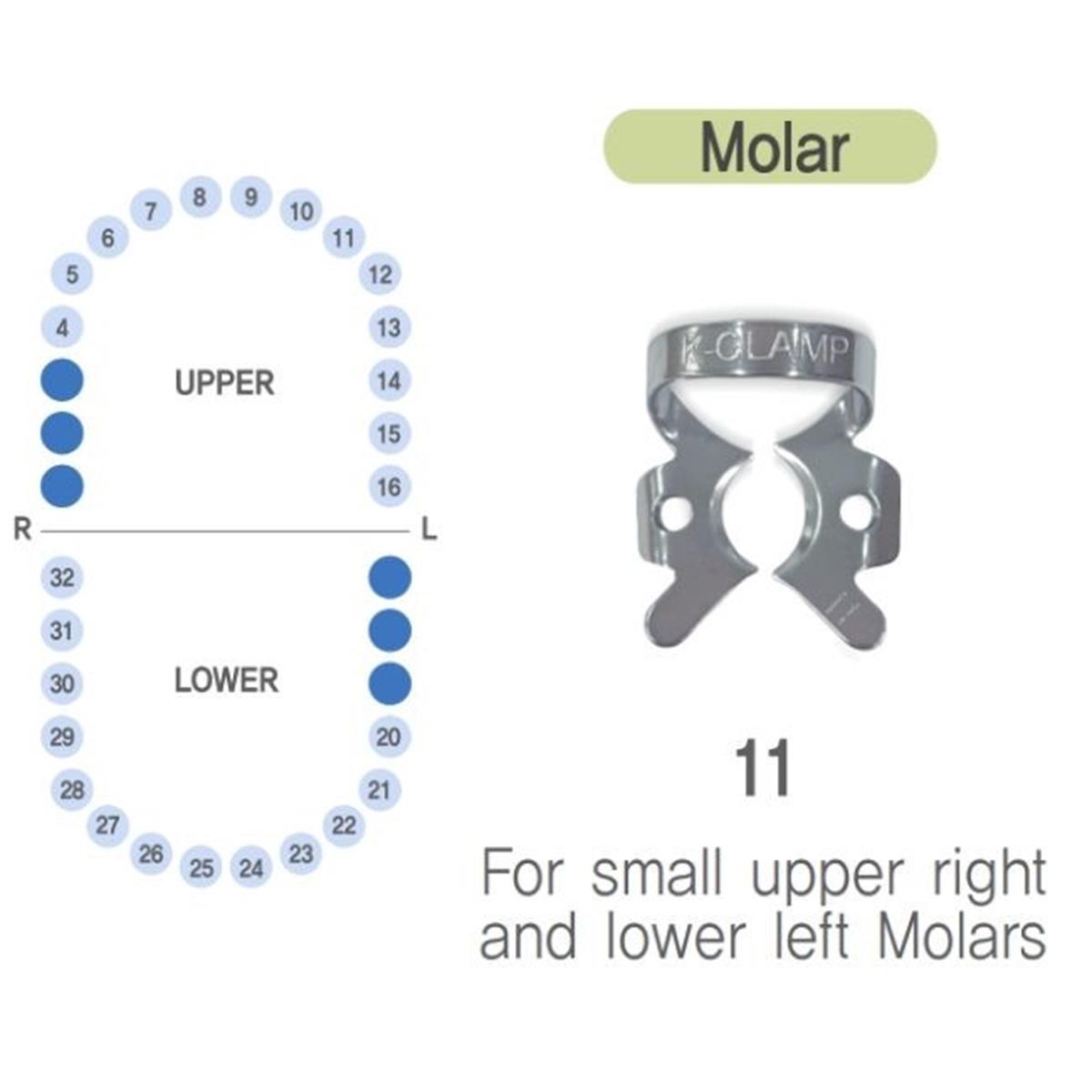 ASİDENTK-CLAMP#11SHINGHUNG K-CLAMP (ADET) 11 (ALT SOL-ÜST SAĞ MOLAR)