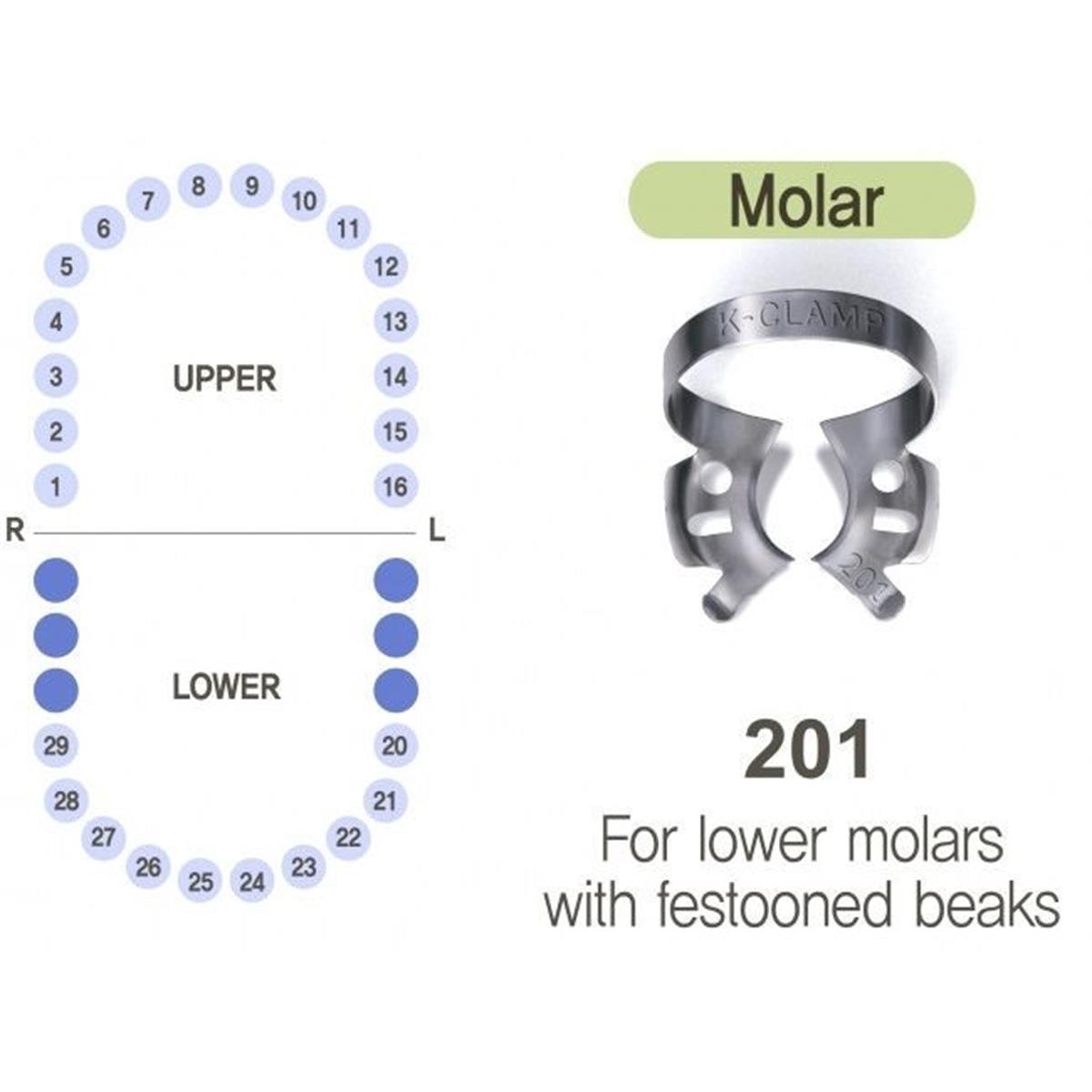 ASİDENTK-CLAMP#201SHINGHUNG K-CLAMP (ADET) 201 (ALT MOLAR SAĞ-SOL)