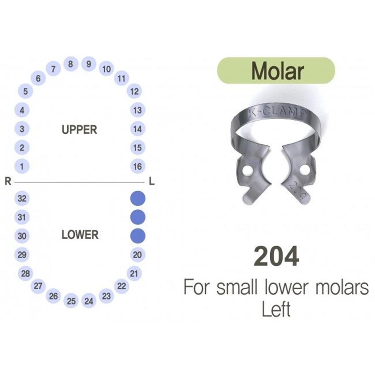 ASİDENTK-CLAMP#204SHINGHUNG K-CLAMP (ADET) 204 (ALT MOLAR KÜÇÜK SOL)