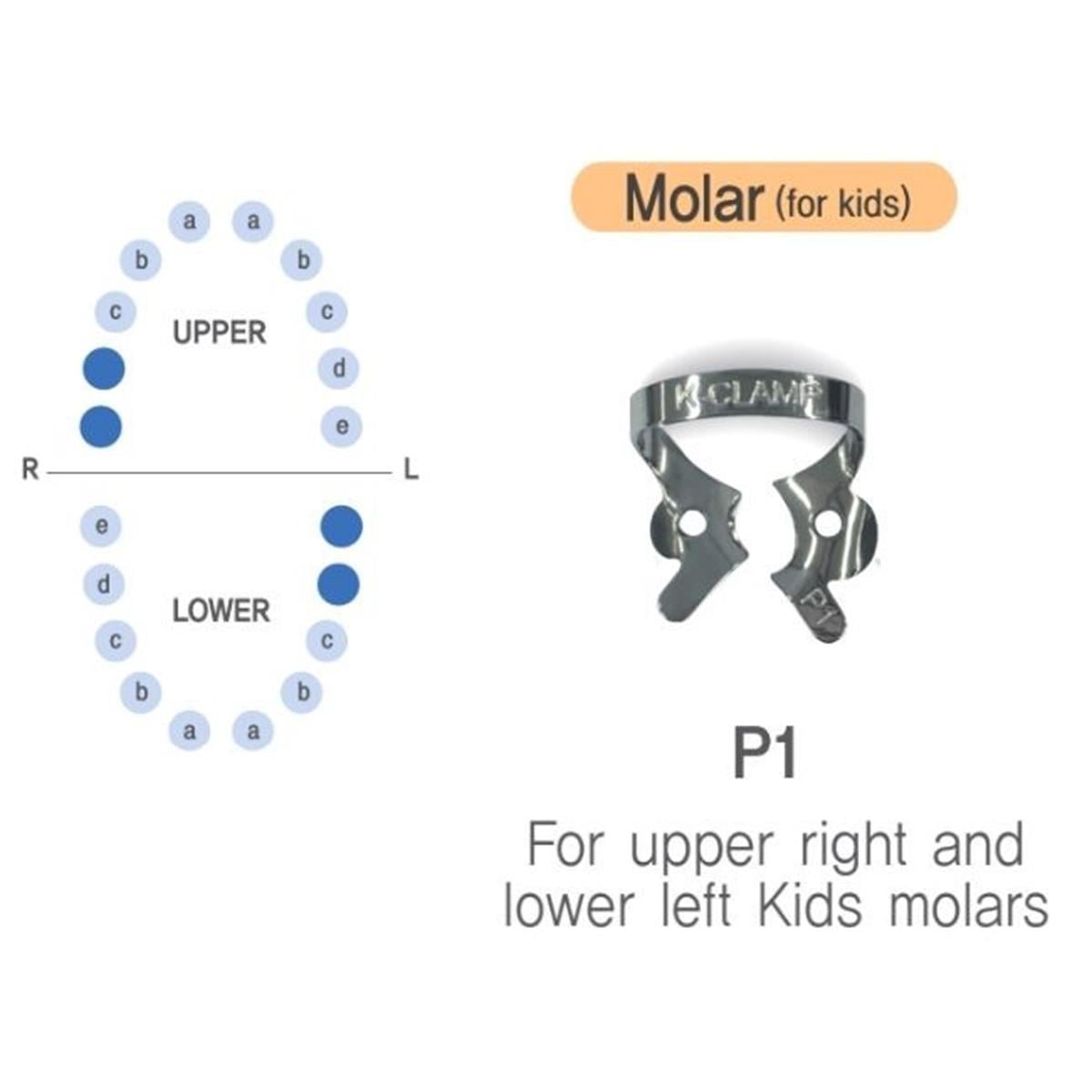 ASİDENTK-CLAMP#P1SHINGHUNG K-CLAMP (ADET) P1 PEDO ÇOCUK (ALT SOL-ÜST SAĞ MOLAR)