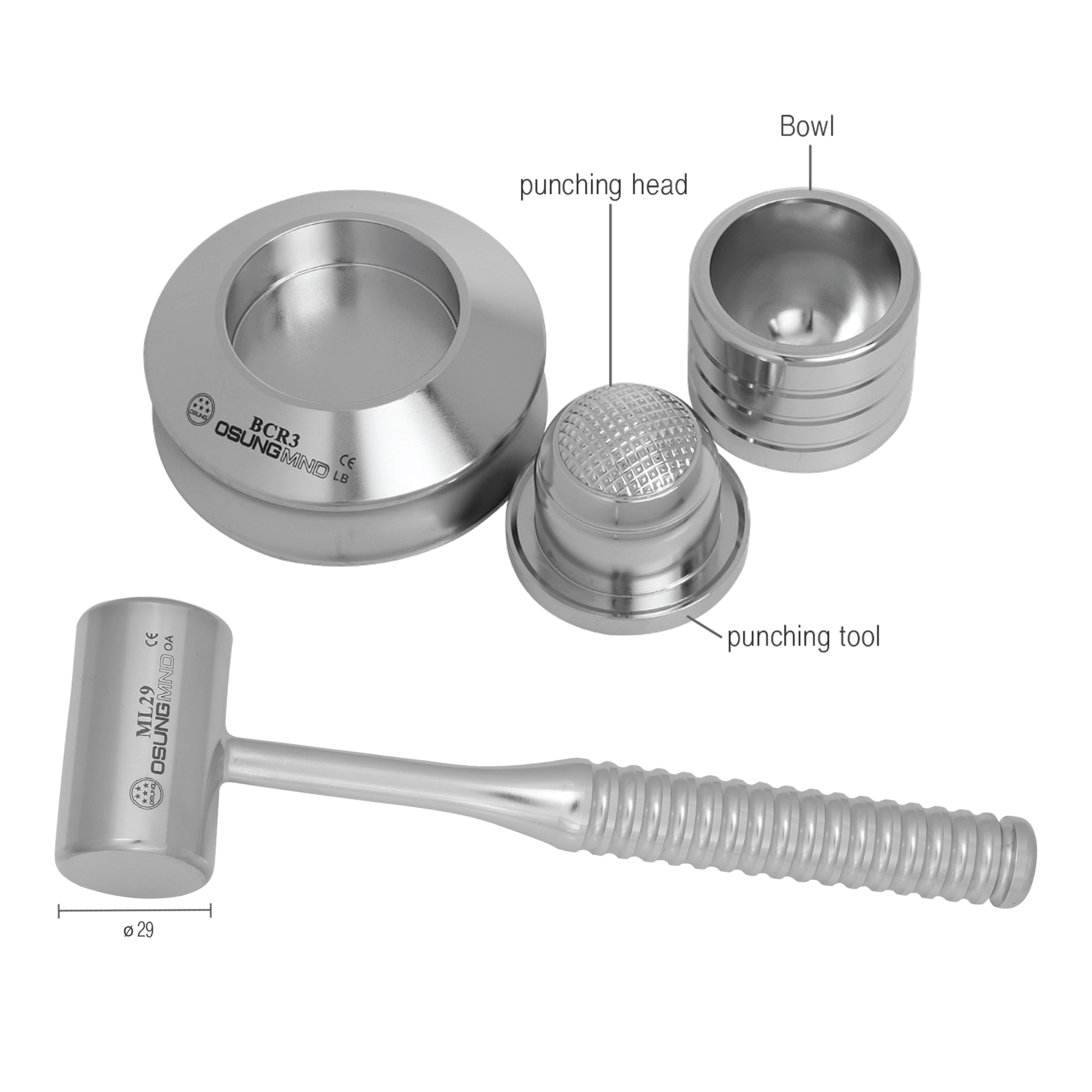 ASİDENTOSUNG(BCR3SET)(BCR3SET) Bone Crusher KEMİK KIRMAK İÇİN METAL GODE SETİ METAL ÇEKİÇLİ