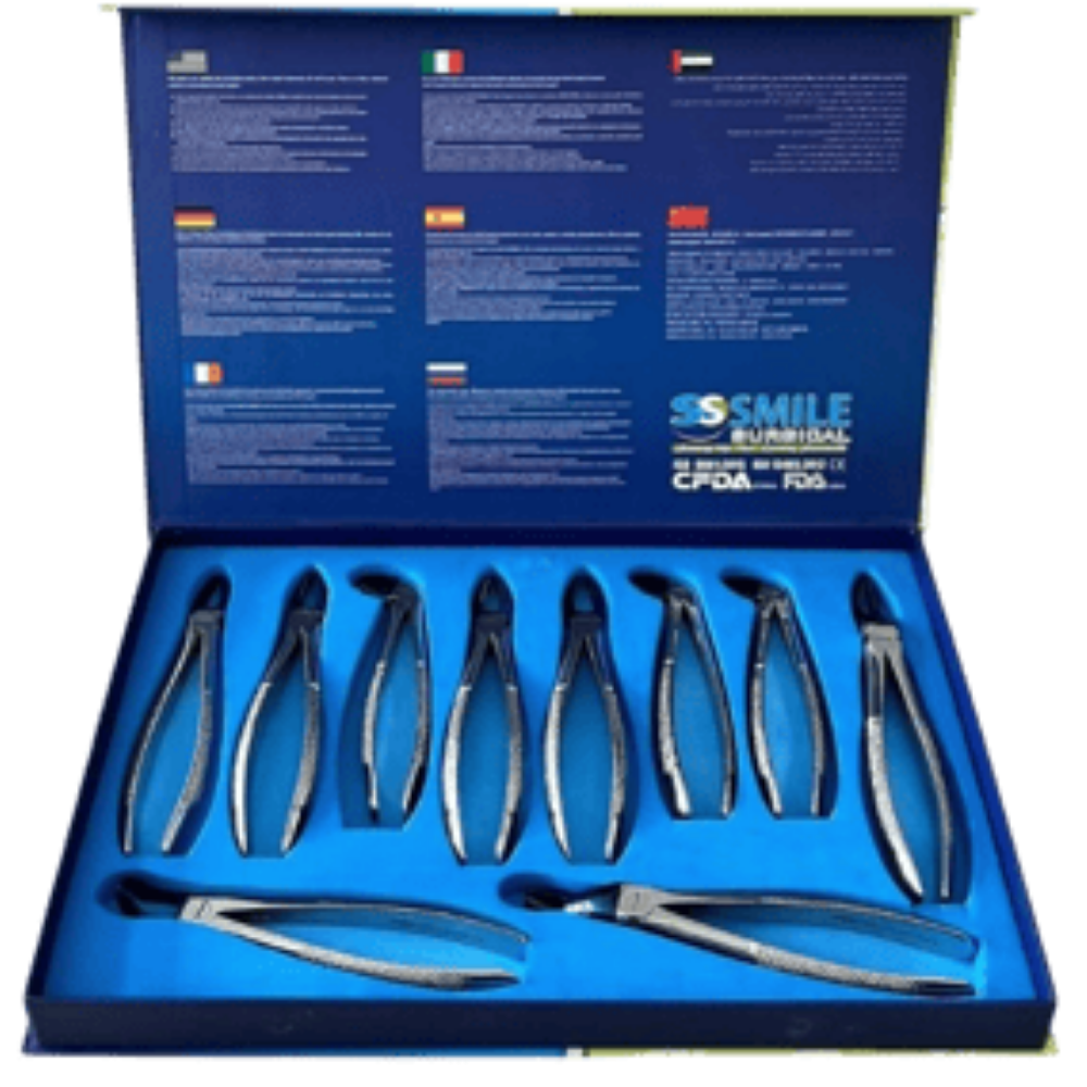 ASİDENTSMILE SURGICALSSI-A-432SMILE SURGICAL SSI-A-432 EXTRACTİNG FORCEPS ENGLİSH PATTERN (DİŞ ÇEKİM DAVYESİ İNGİLİZ PATERNLİ)  (TİTANYUM KAPLAMA) 10 ADETLİK SET