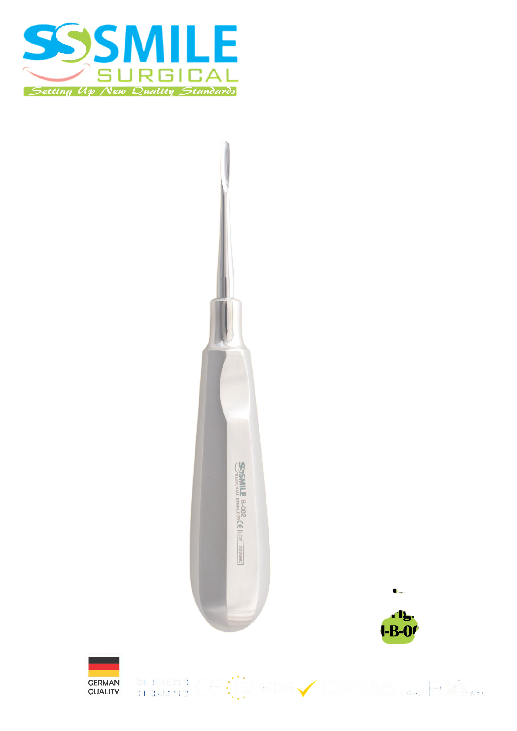 ASİDENTSMILE SURGICALSSI-B-002SMILE SURGICAL SSI-B-002 ROOT ELEVATORS BEİN (KÖK ELEVATÖRÜ) FİGÜR 1B