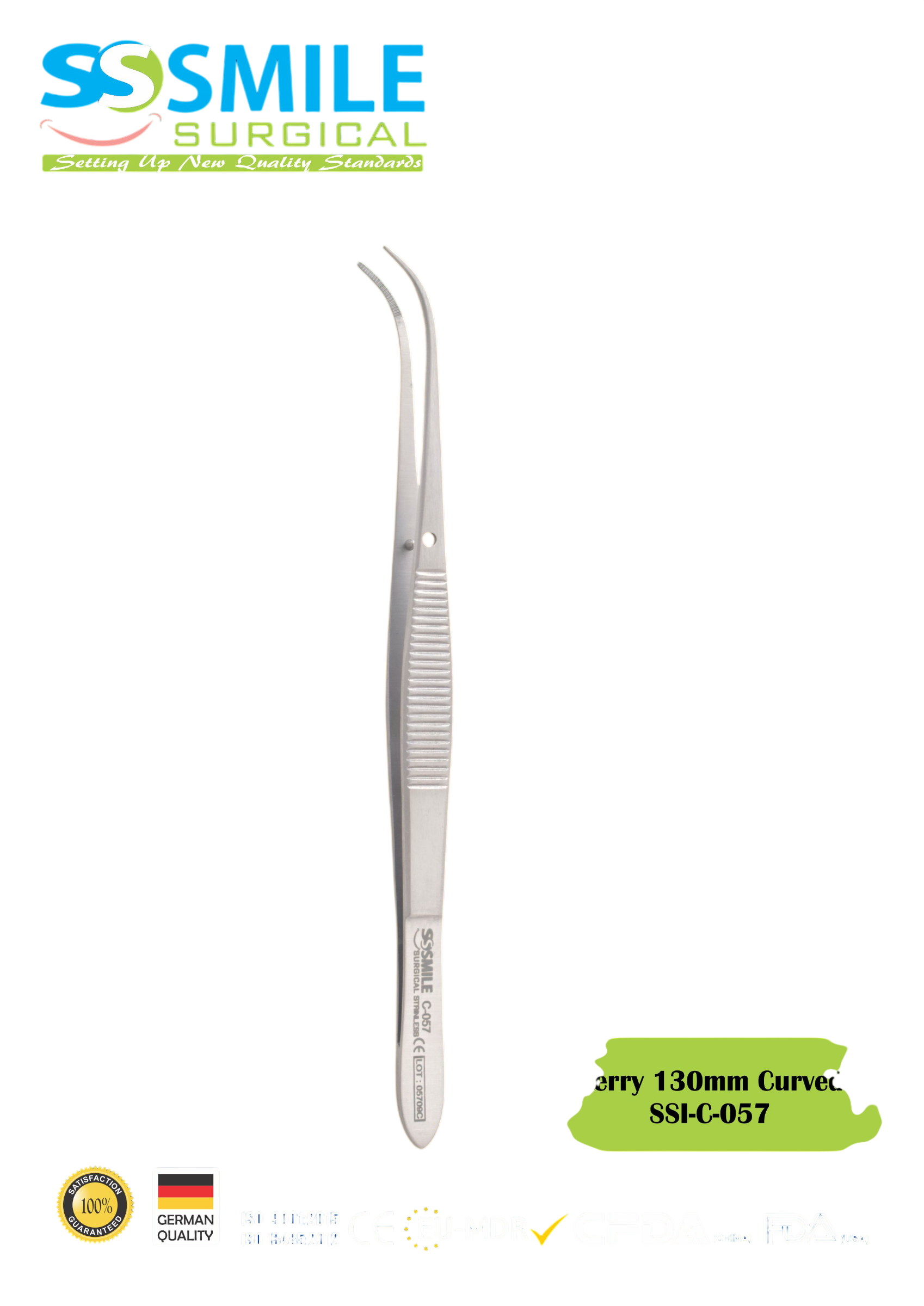 ASİDENTSMILE SURGICALSSI-C-057SMILE SURGICAL SSI-C-057 PERRY CURVED (PRESEL, KAVİSLİ) 130MM