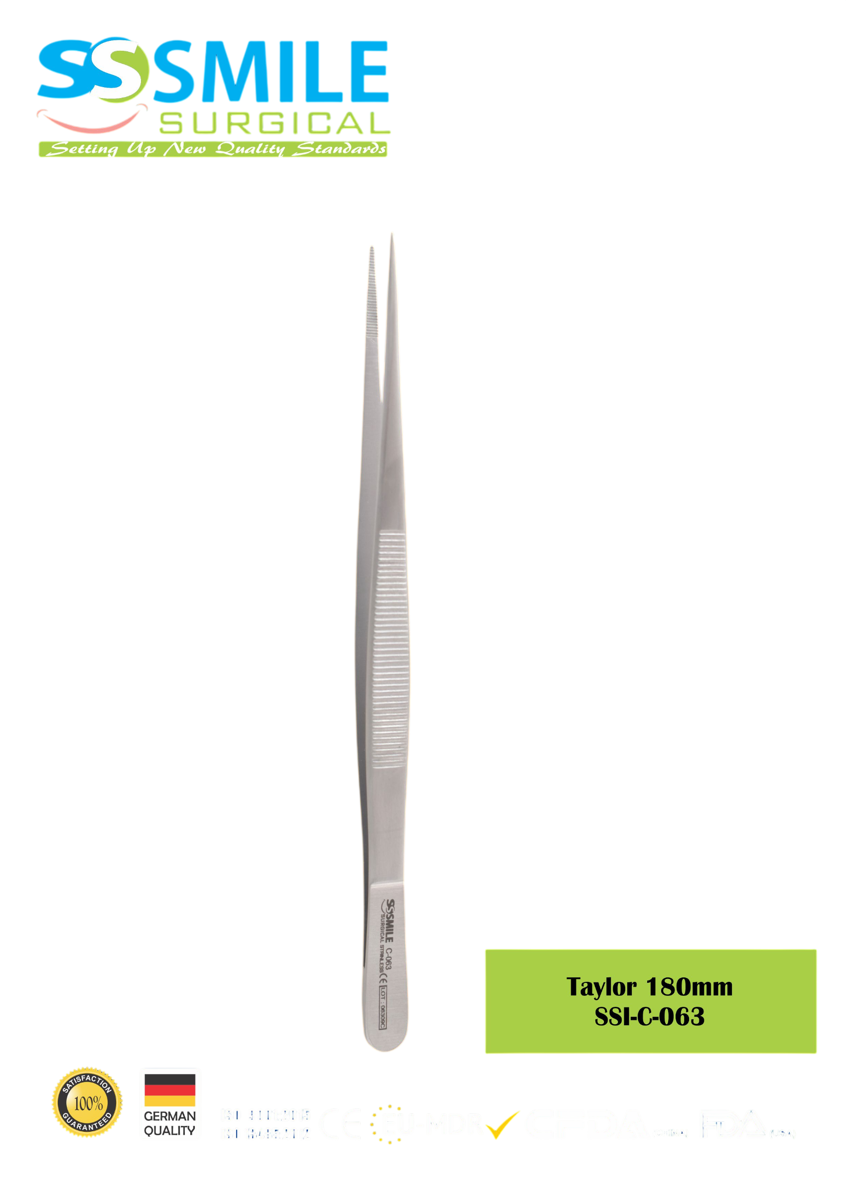 ASİDENTSMILE SURGICALSSI-C-063SMILE SURGICAL SSI-C-063 TAYLOR (DOKU PENSİ) 180MM